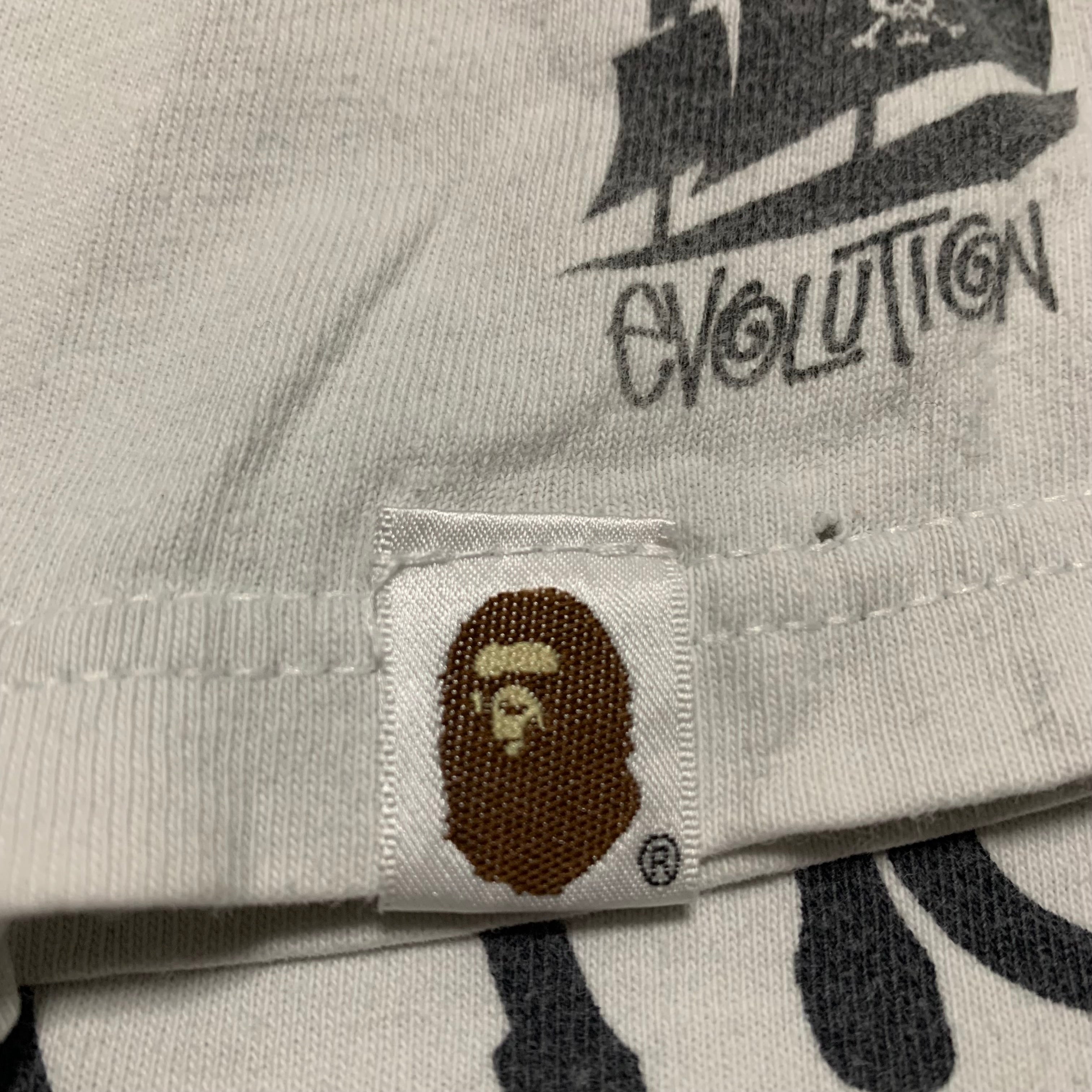 Stussy Bape Medium Survival Of The Fittest White Tee A Bathing Ape