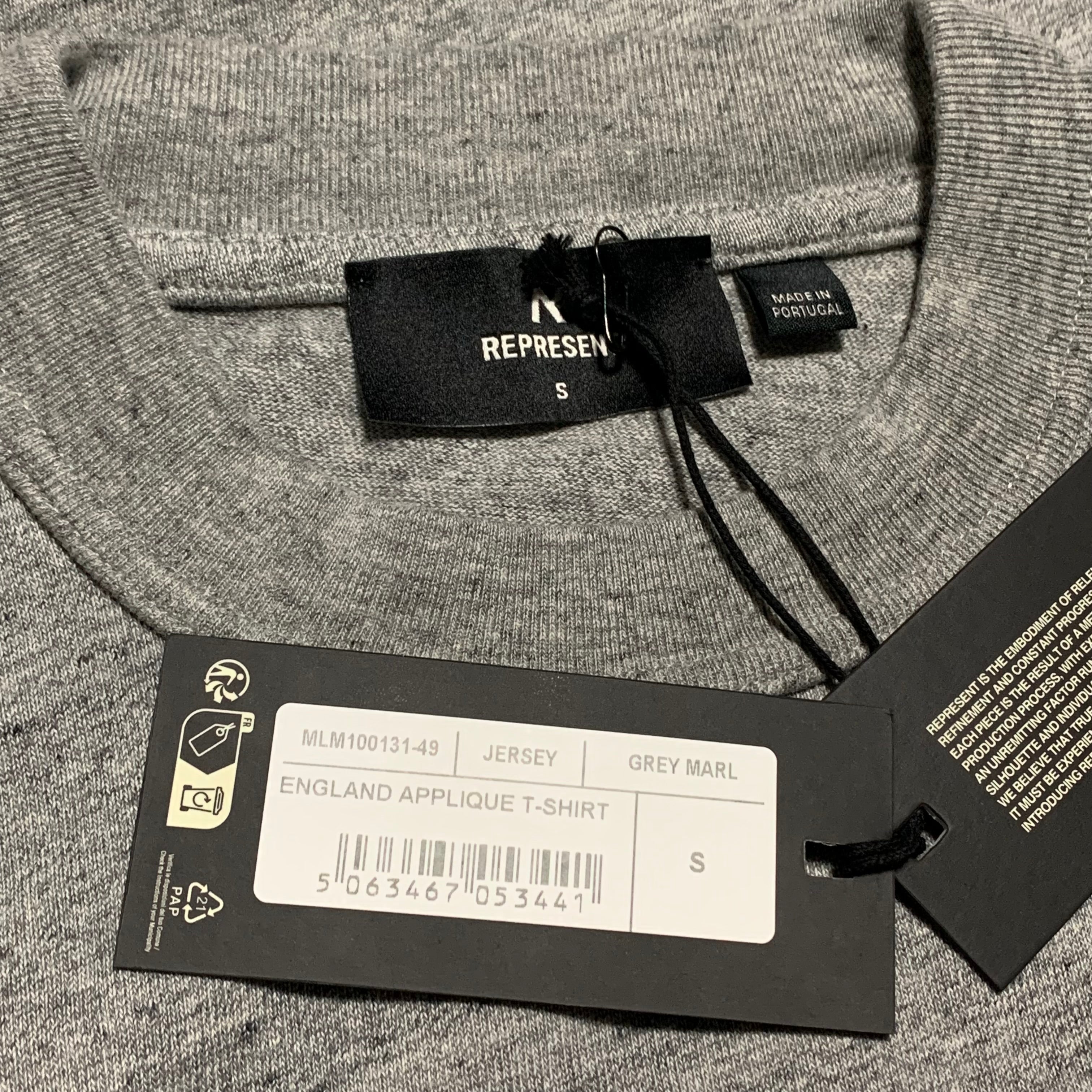 Represent Small England Applique Grey Marl Tee