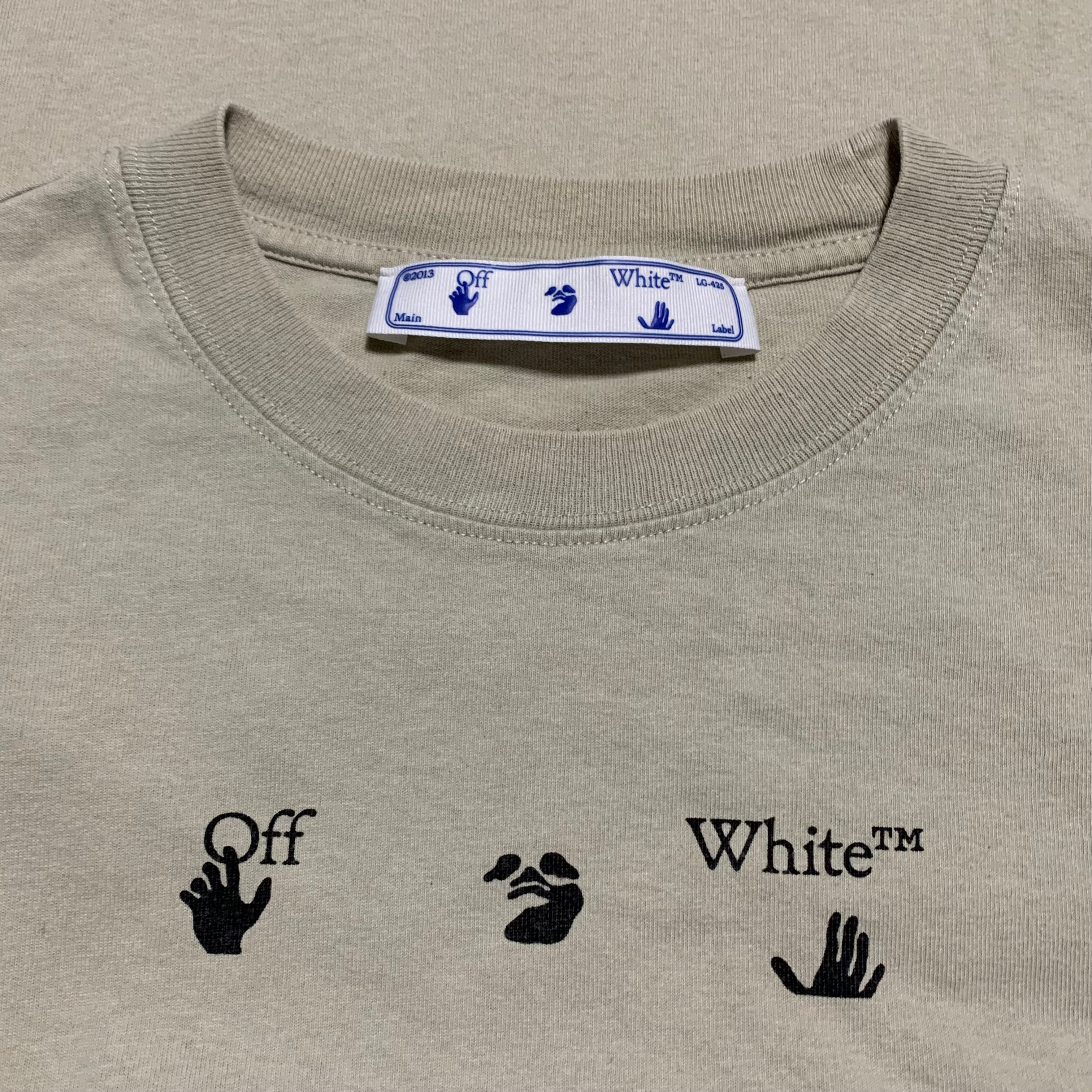 Off White Medium Paint Splatter Beige Tee Virgil Abloh