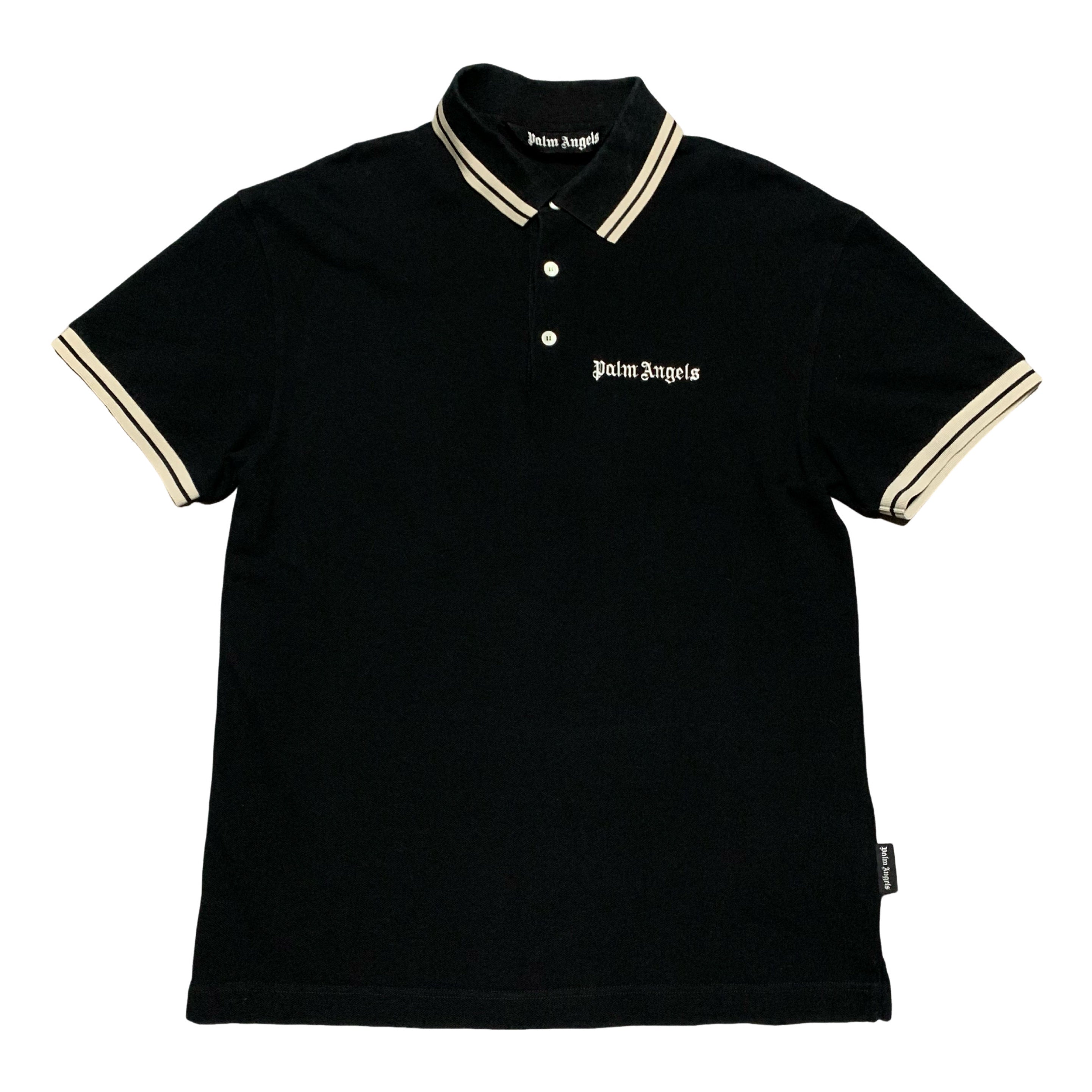 Palm Angels Medium Polo Shirt Black Button Top