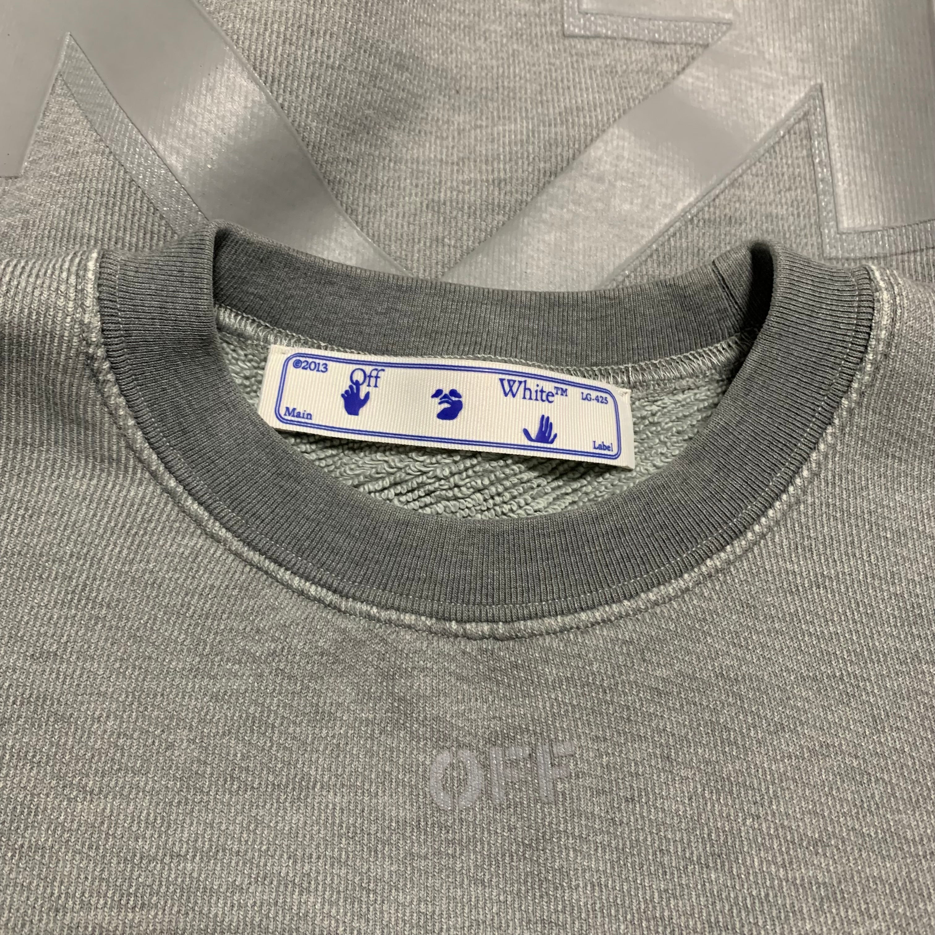 Off White XS Arrows Graphic Grey Sweatshirt Crewneck Virgil Abloh