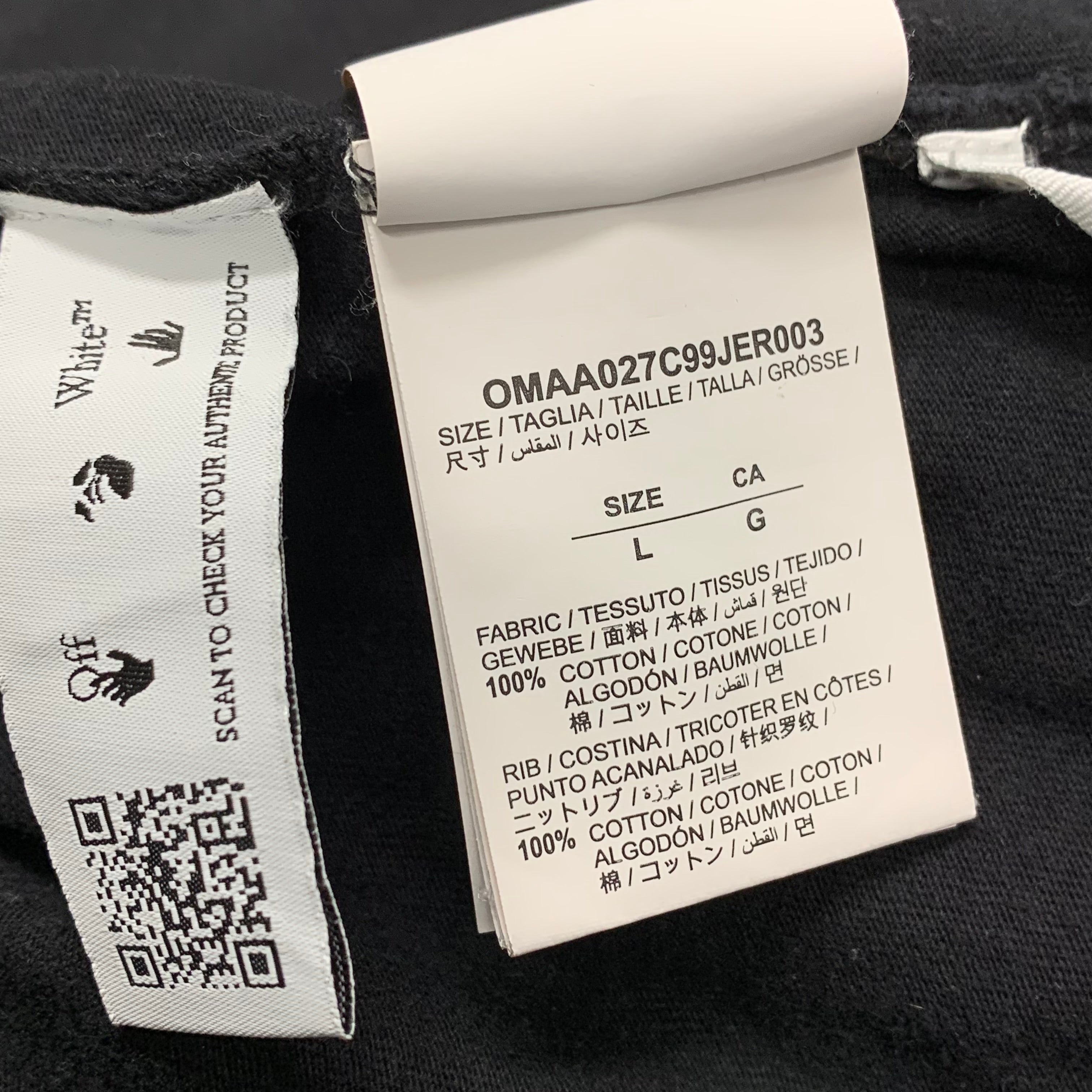 Off White Large Tee Caravaggio Arrows Black T-Shirt Virgil Abloh