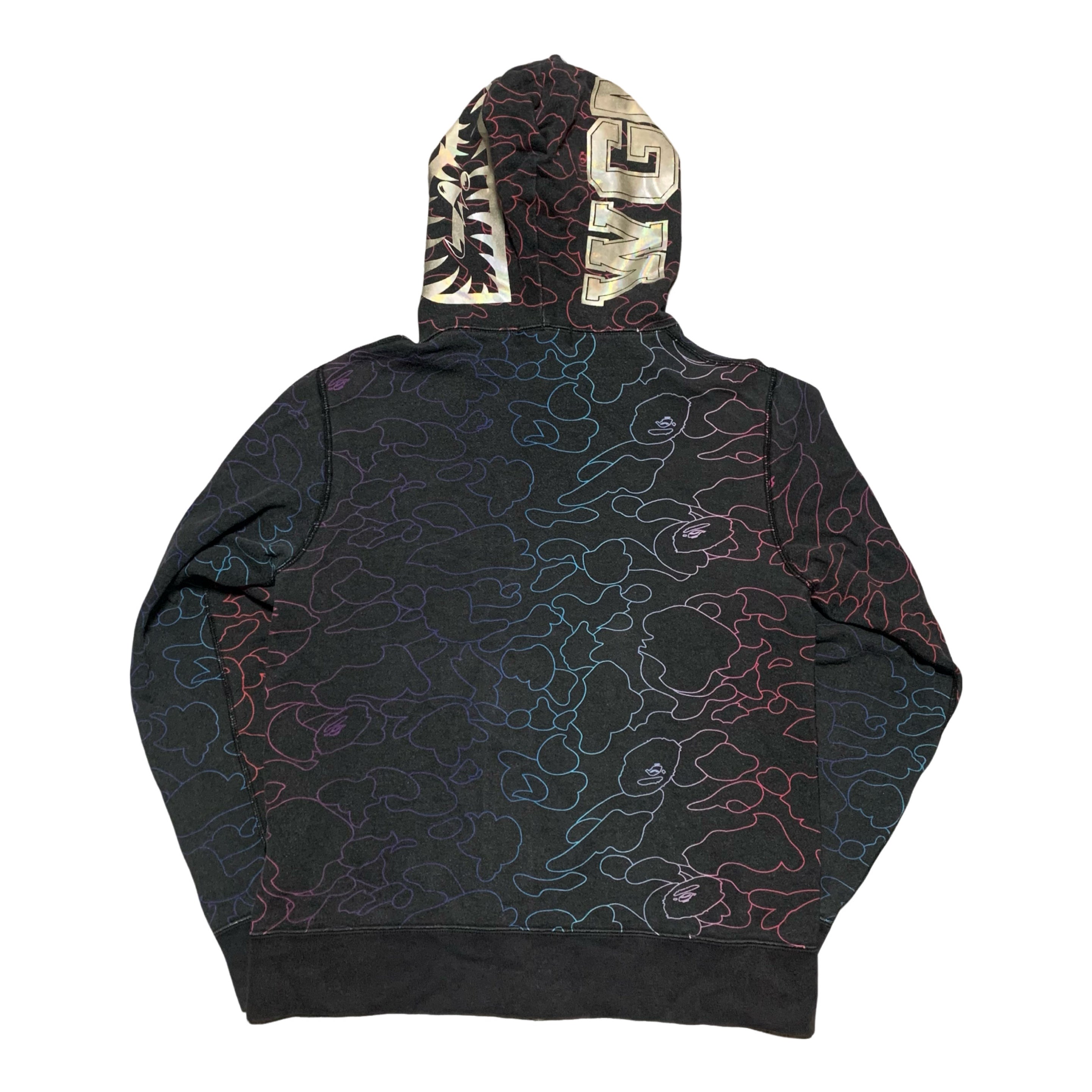 Bape Large Shark Hoodie Pencil Neon Camo Black Hoodie Full Zip A Bathing Ape