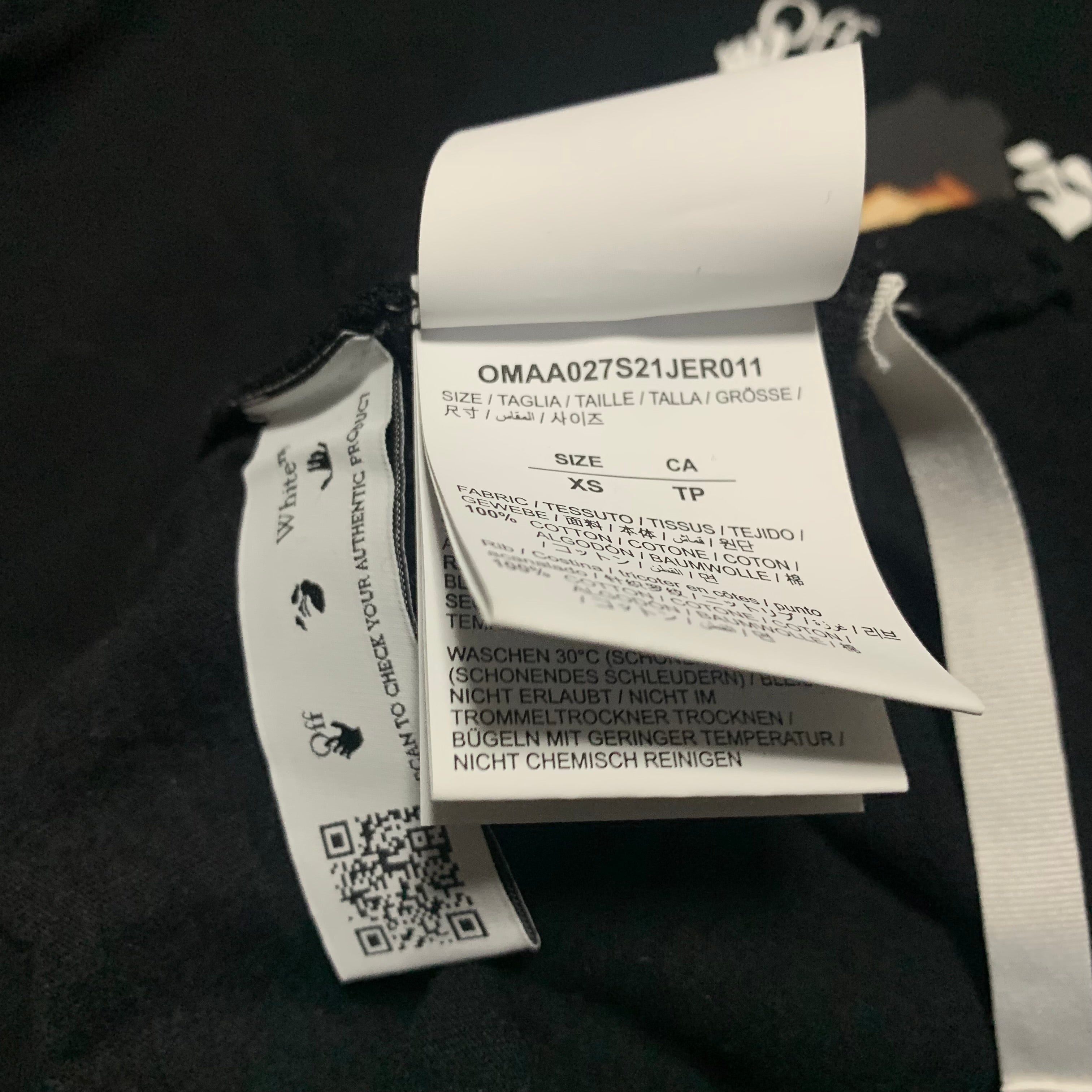 Off White XS Caravaggio Arrows Black Tee Virgil Abloh