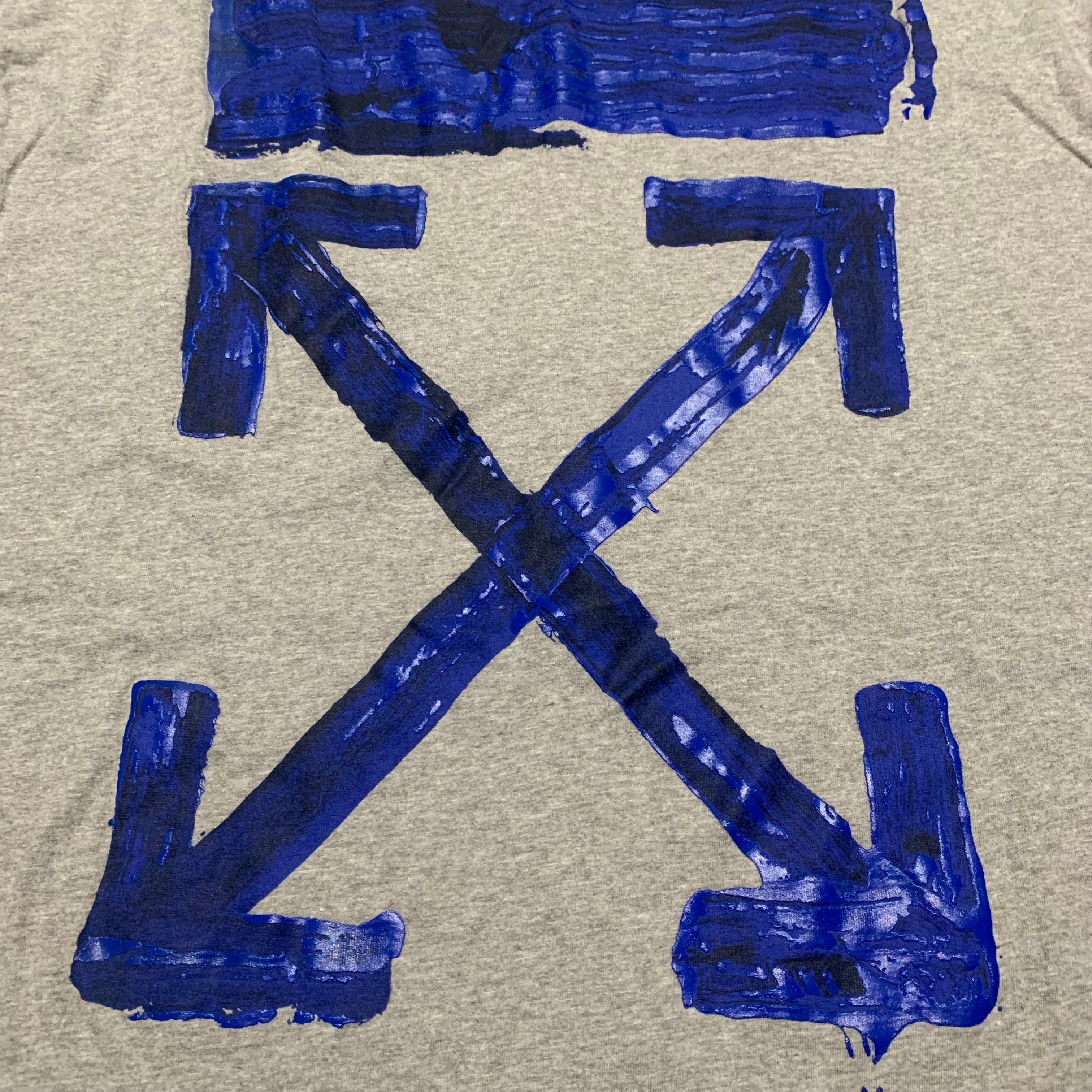 Off White XXL Acrylic Arrows Grey Tee Virgil Abloh Blue 2XL