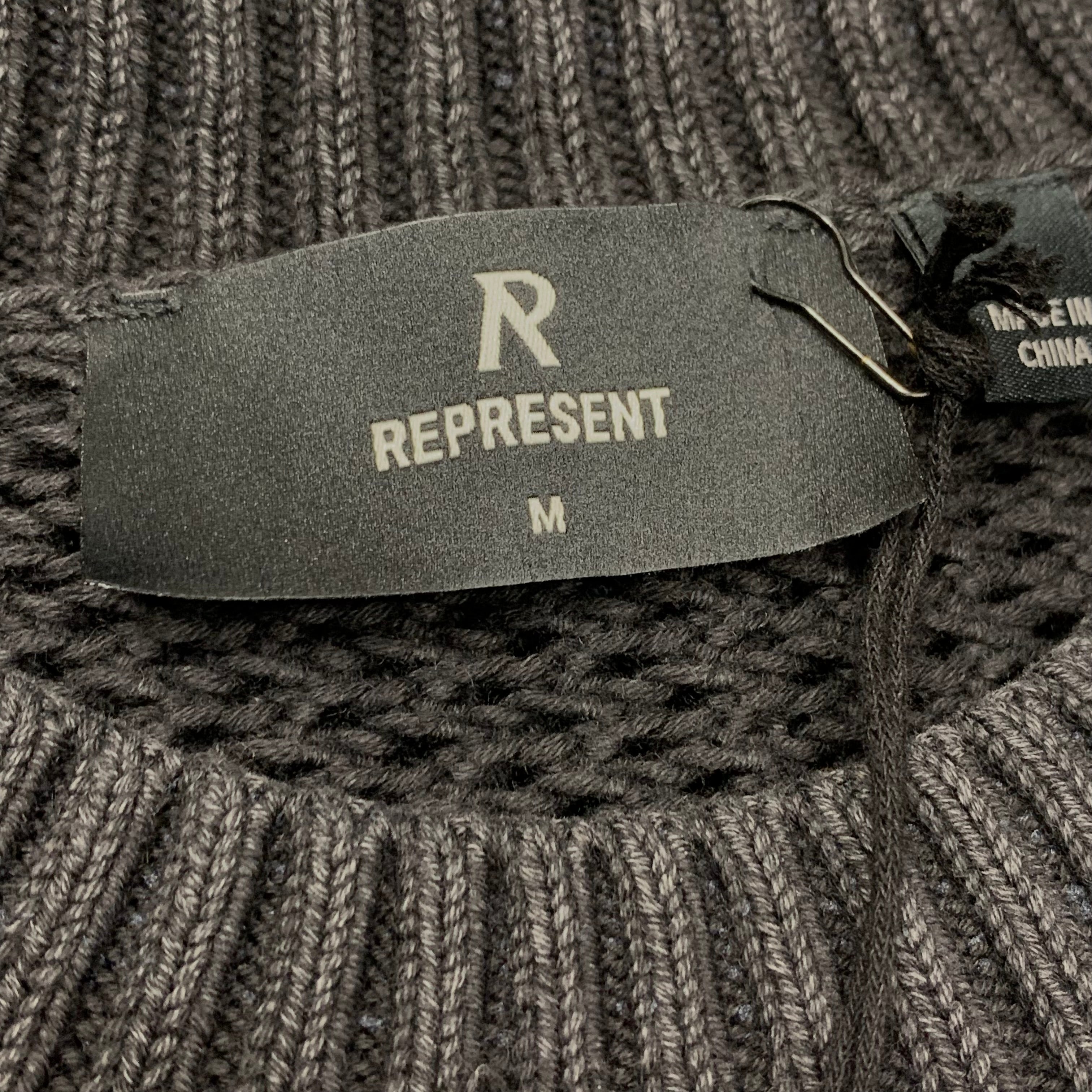 Represent Medium Sweater Open Gauge Knit Jet Black Sweater (RRP £170)