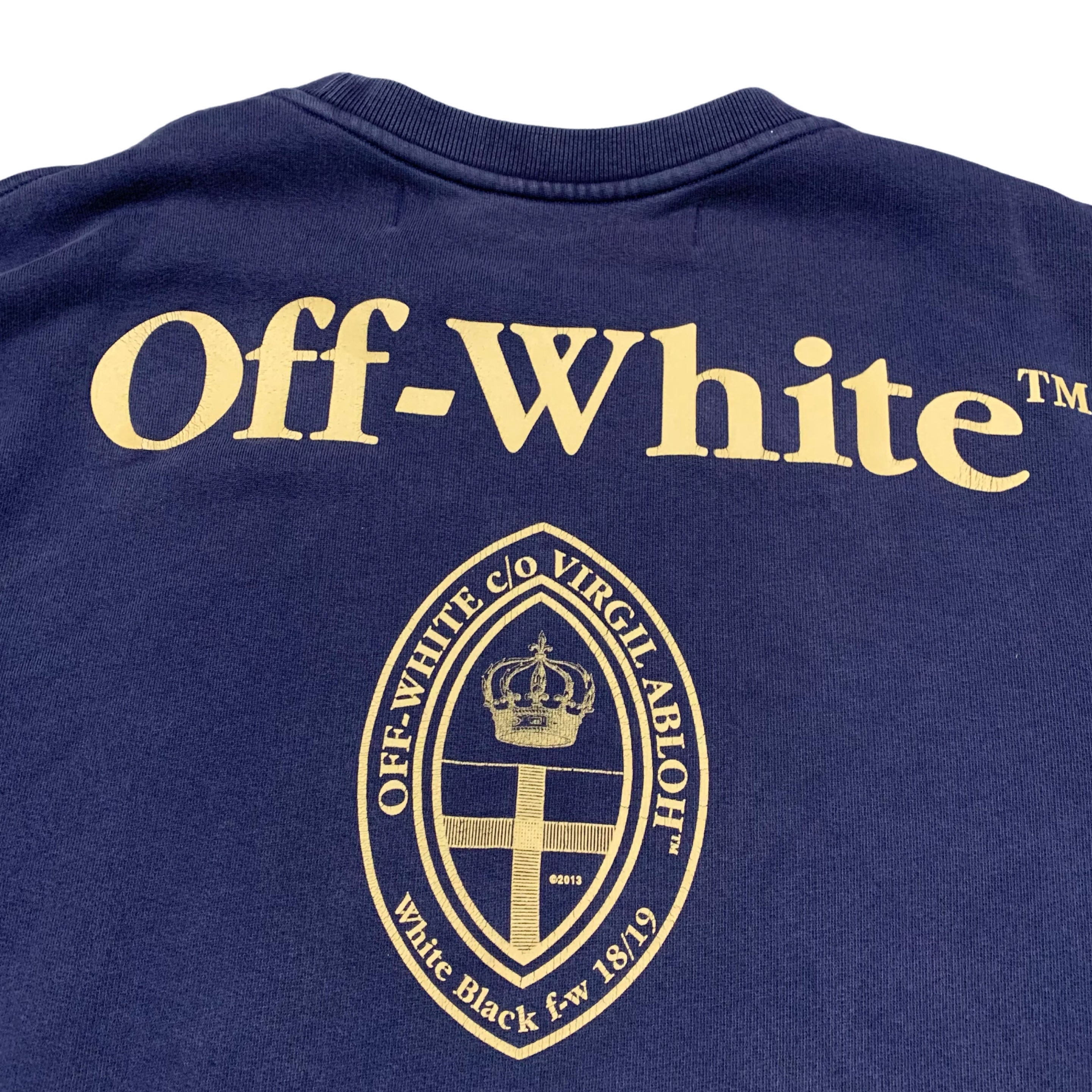 Off White Medium Church Crew Blue Sweatshirt Virgil Abloh