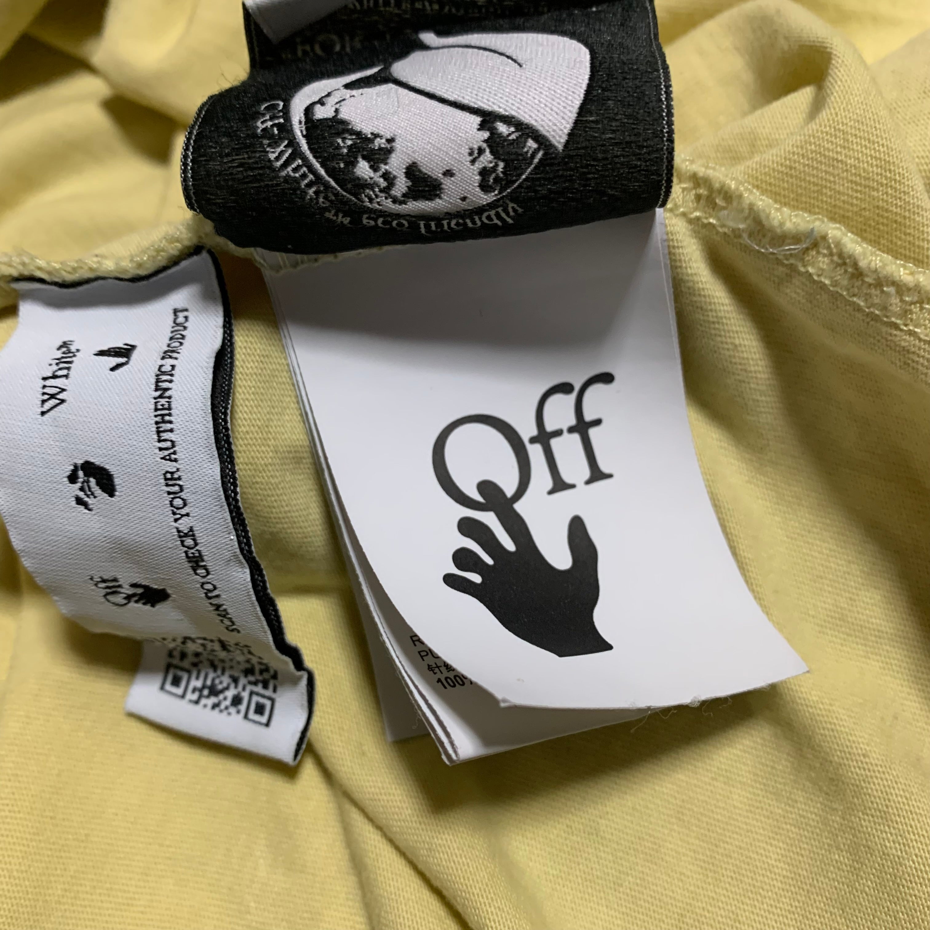 Off White Medium Spray Yellow Tee Virgil Abloh (OWAA089F22JER007)