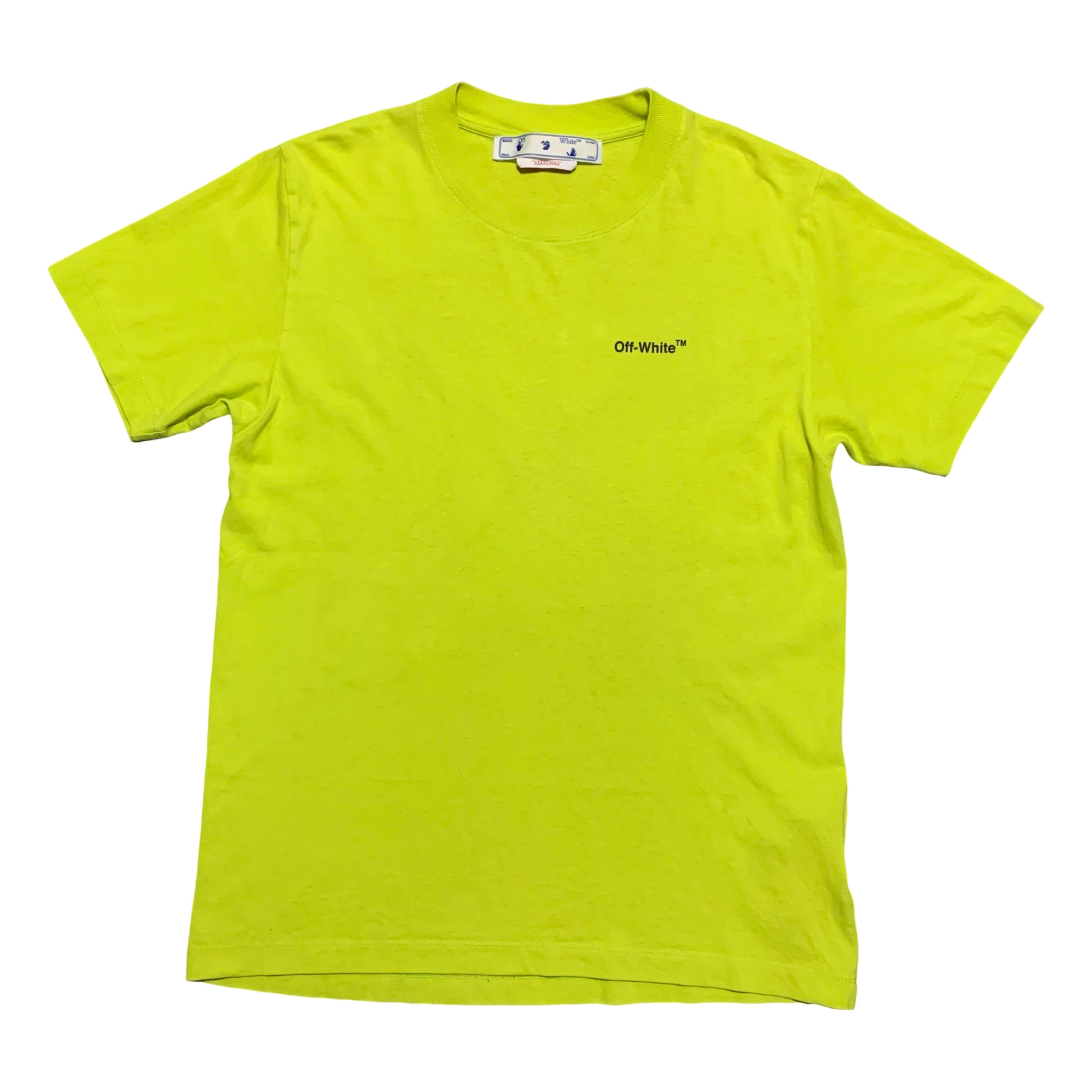 Off White Small Caravaggio Arrows Lime Yellow Tee Virgil Abloh