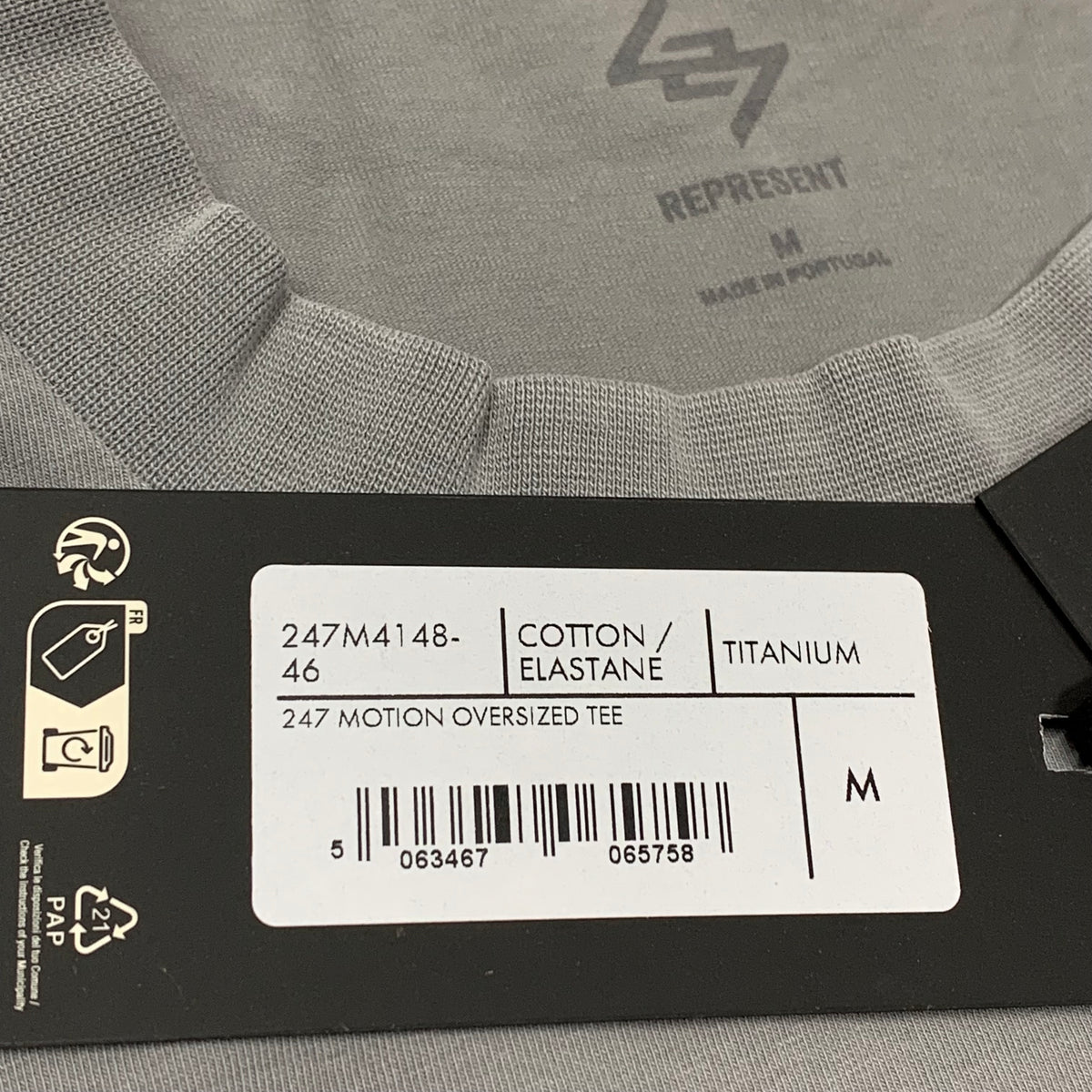 Represent Medium Tee 247 Motion Titanium Grey Oversized T-Shirt