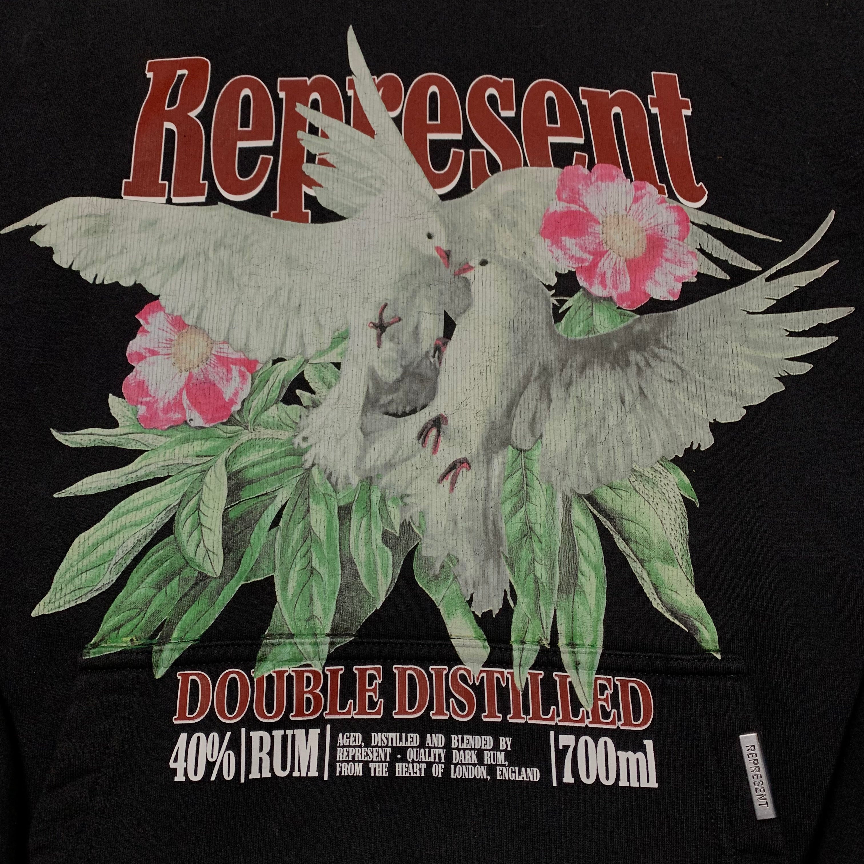 Represent Small Double Distilled Jet Black Hoodie