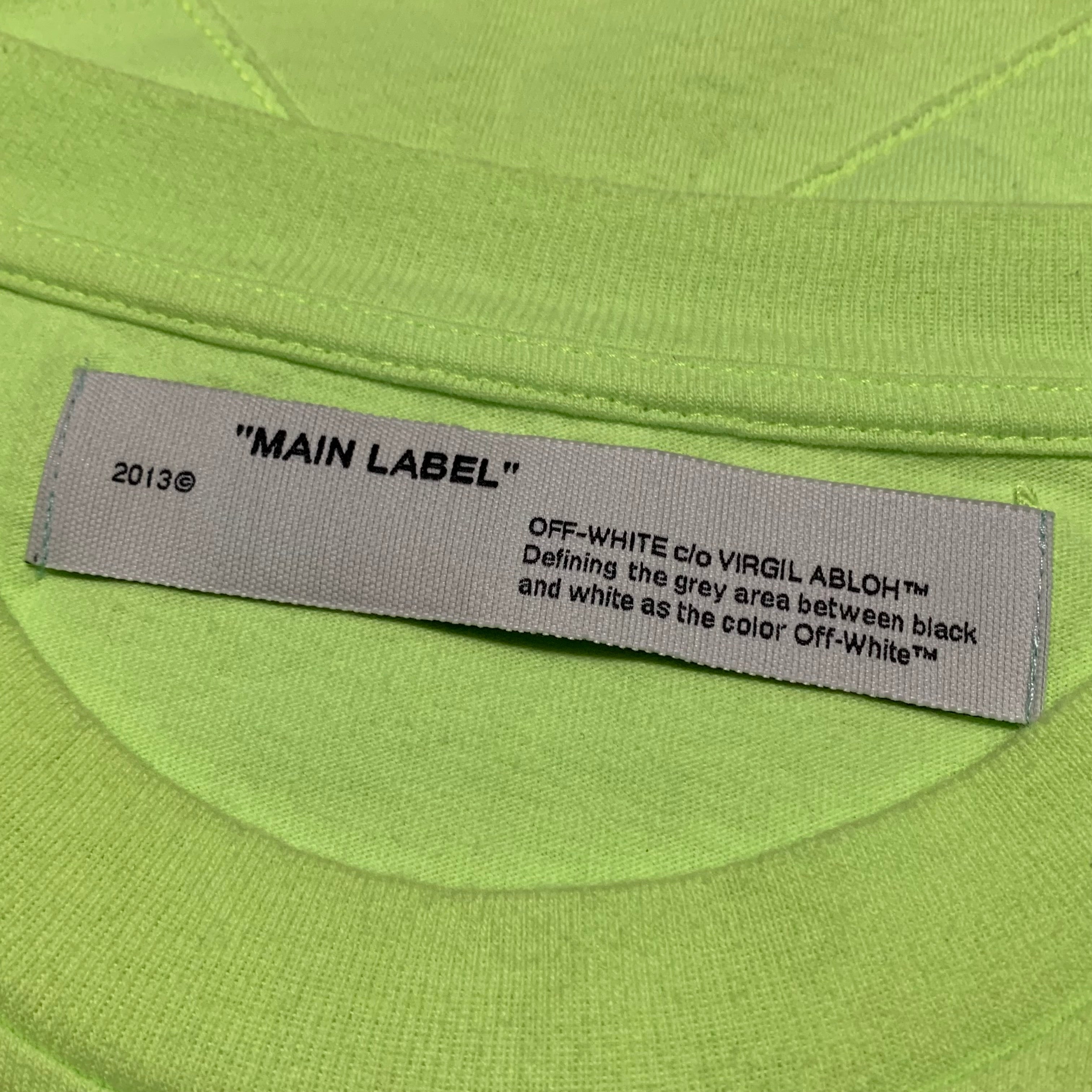 Off White Large Arrows Neon Green Yellow Tee Virgil Abloh