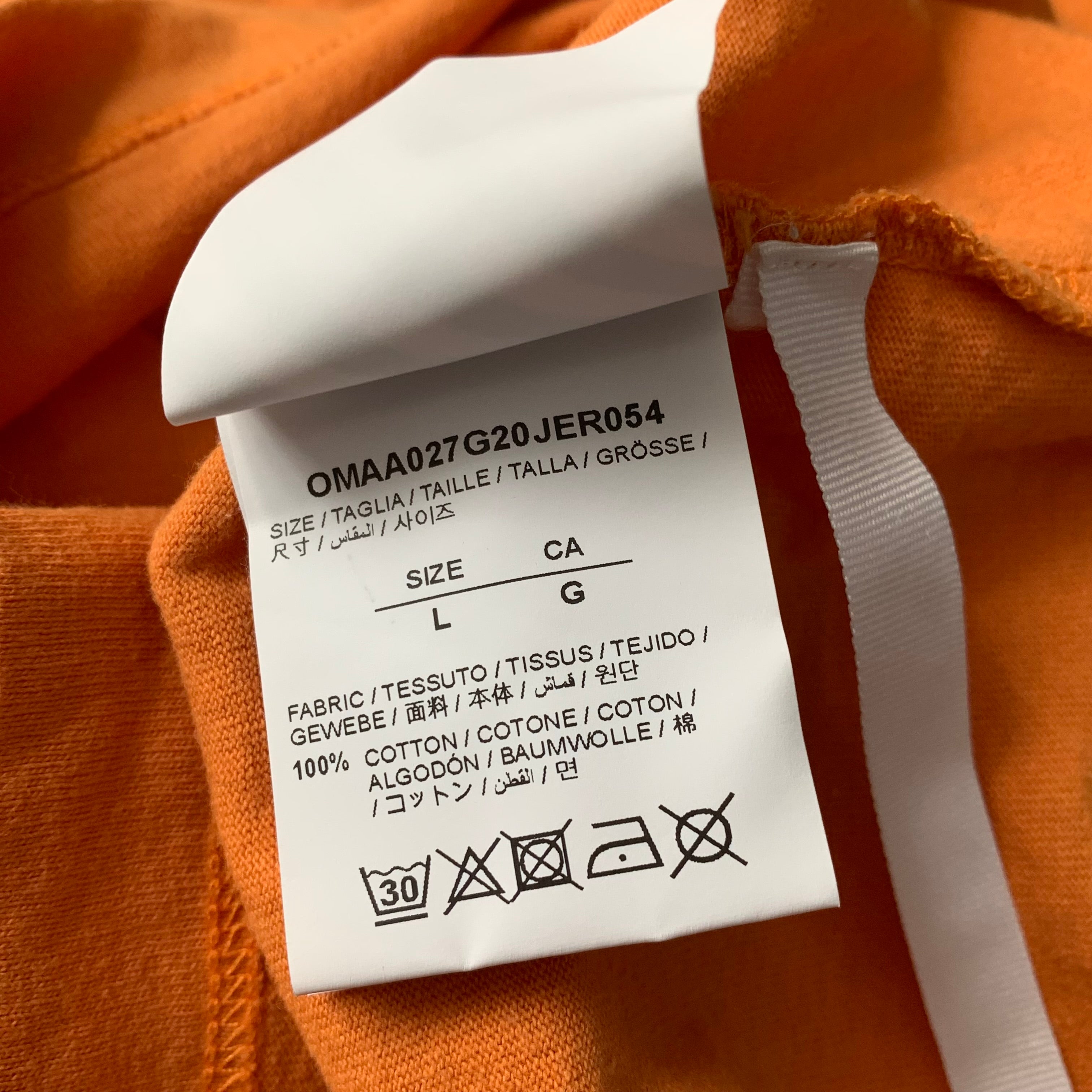 Off White Large Tee Tape Arrows Orange T-Shirt Virgil Abloh