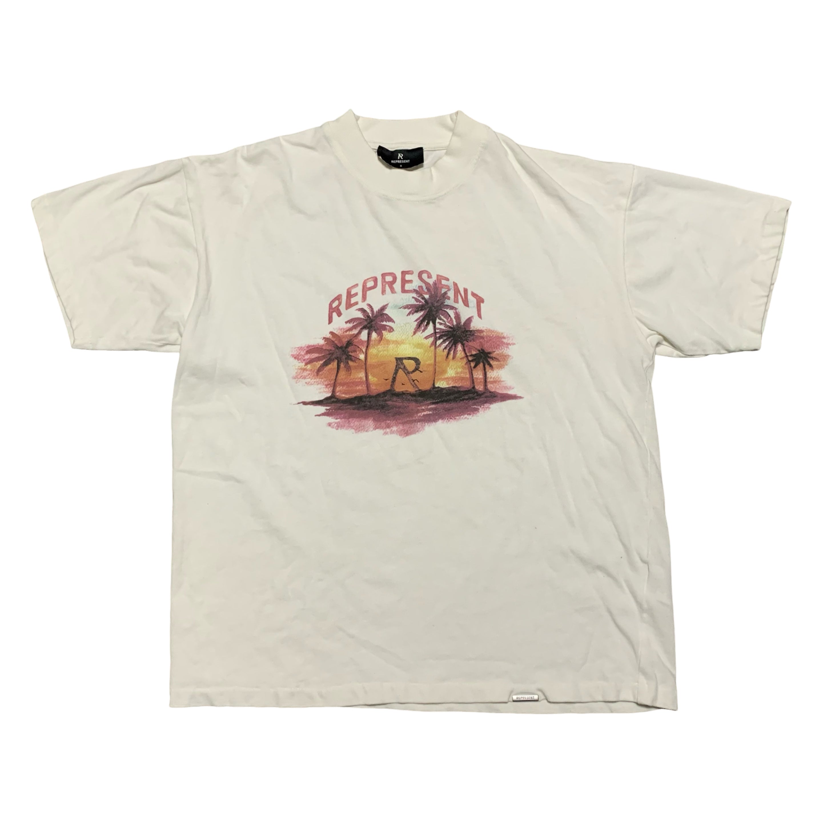 Represent Small Sunset Graphic Flat White Tee