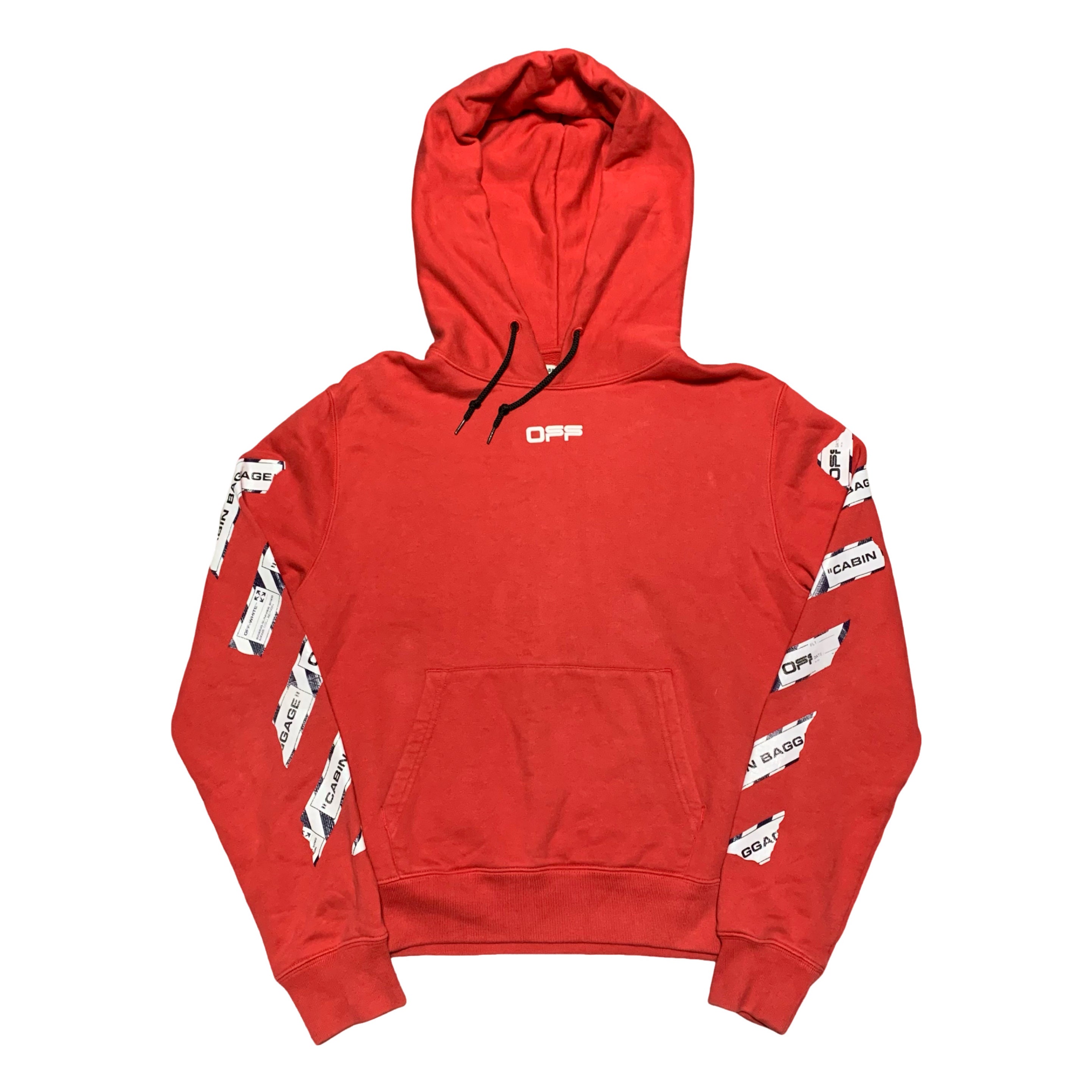 Off White Small Airport Arrows Red Hoodie Virgil Abloh
