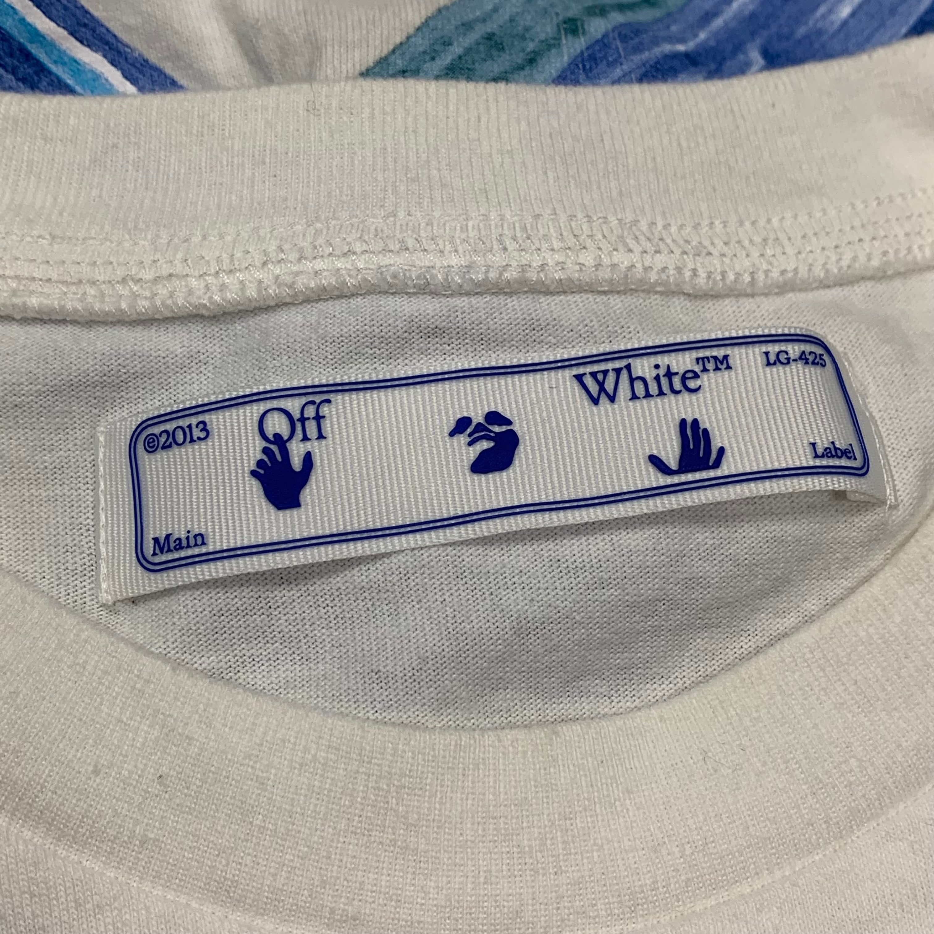 Off White Small Tee Blue Marker Arrows White T-Shirt Virgil Abloh