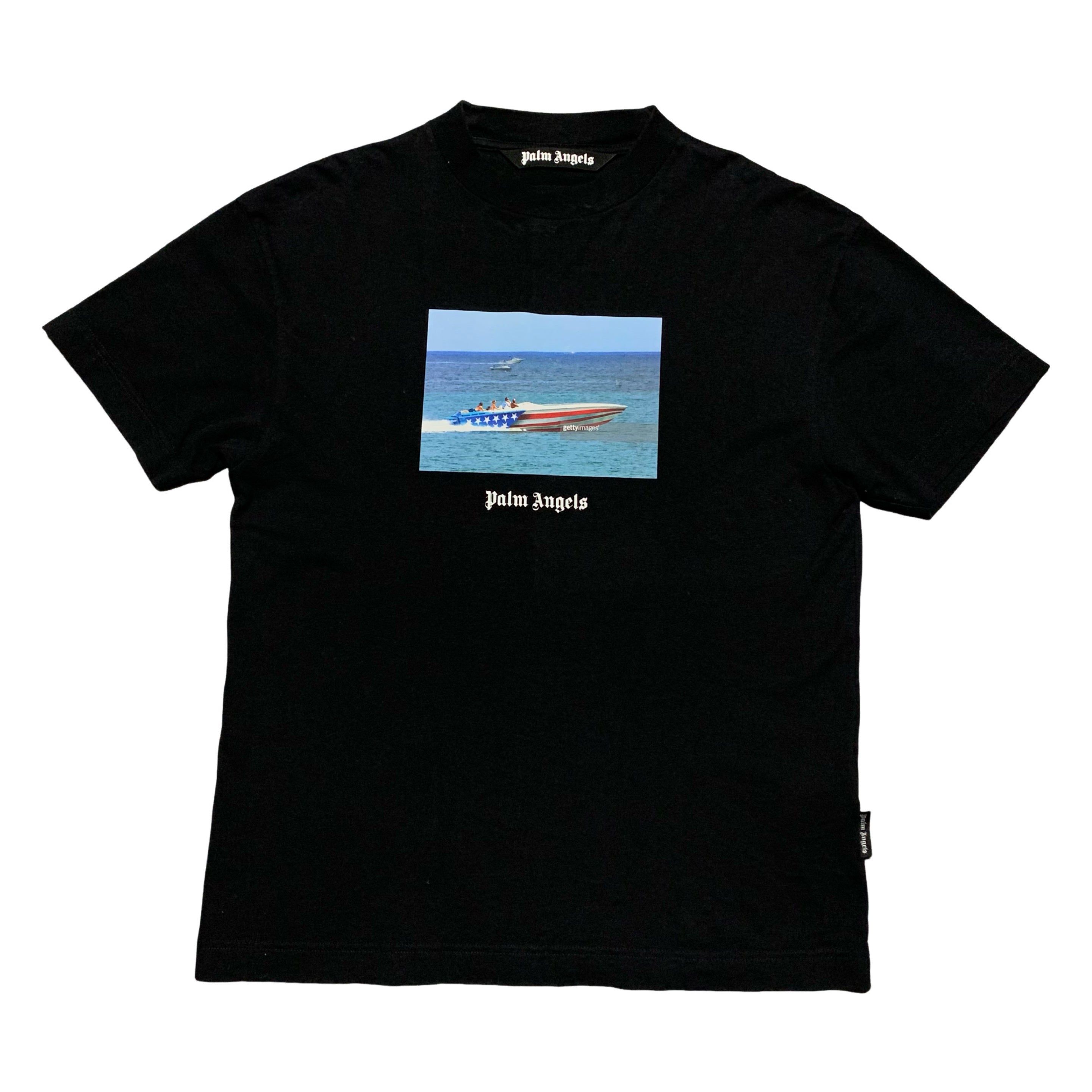 Palm Angels Small Getty Speedboat Classic Black Tee