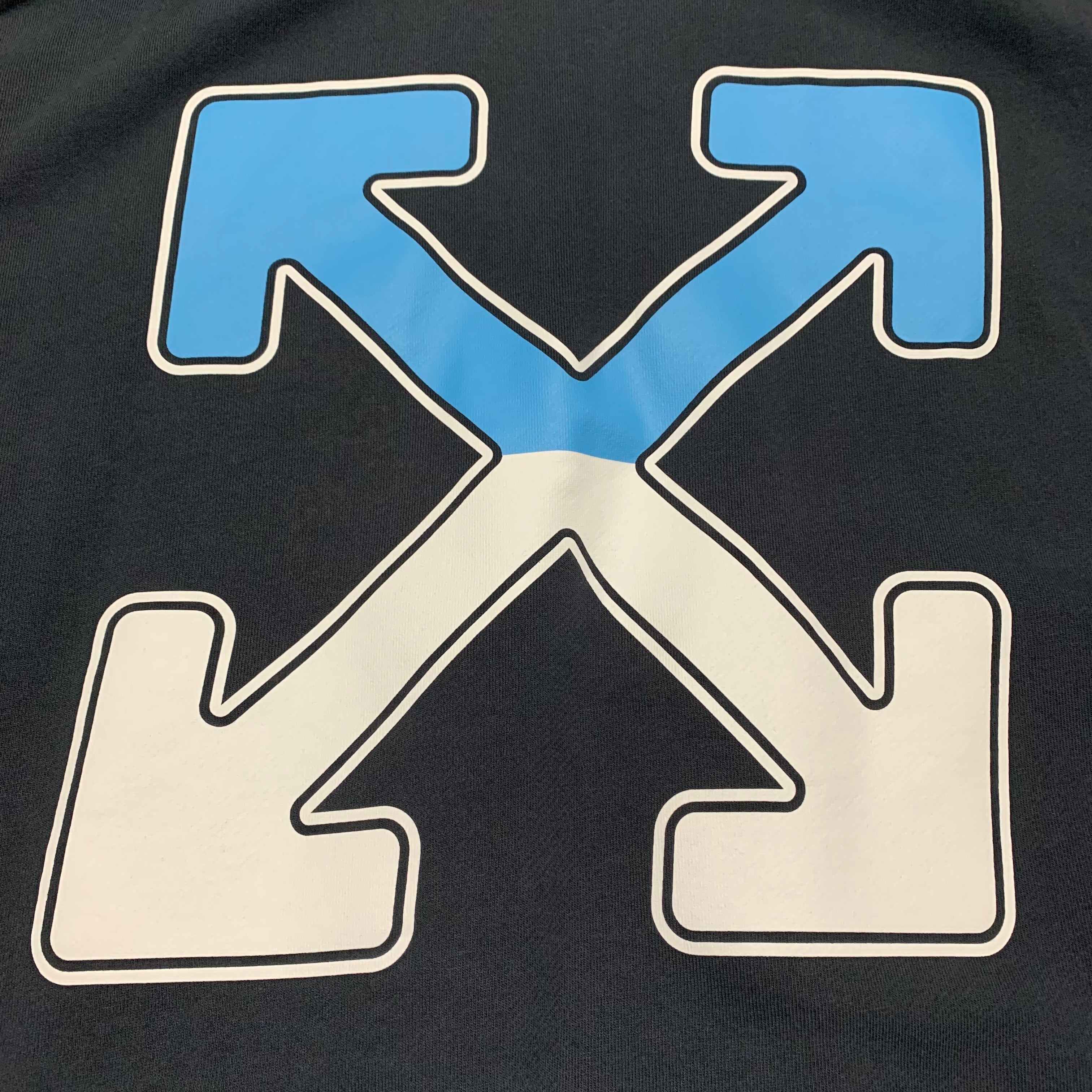 Off White XL Between Arrows Blue Hoodie Virgil Abloh