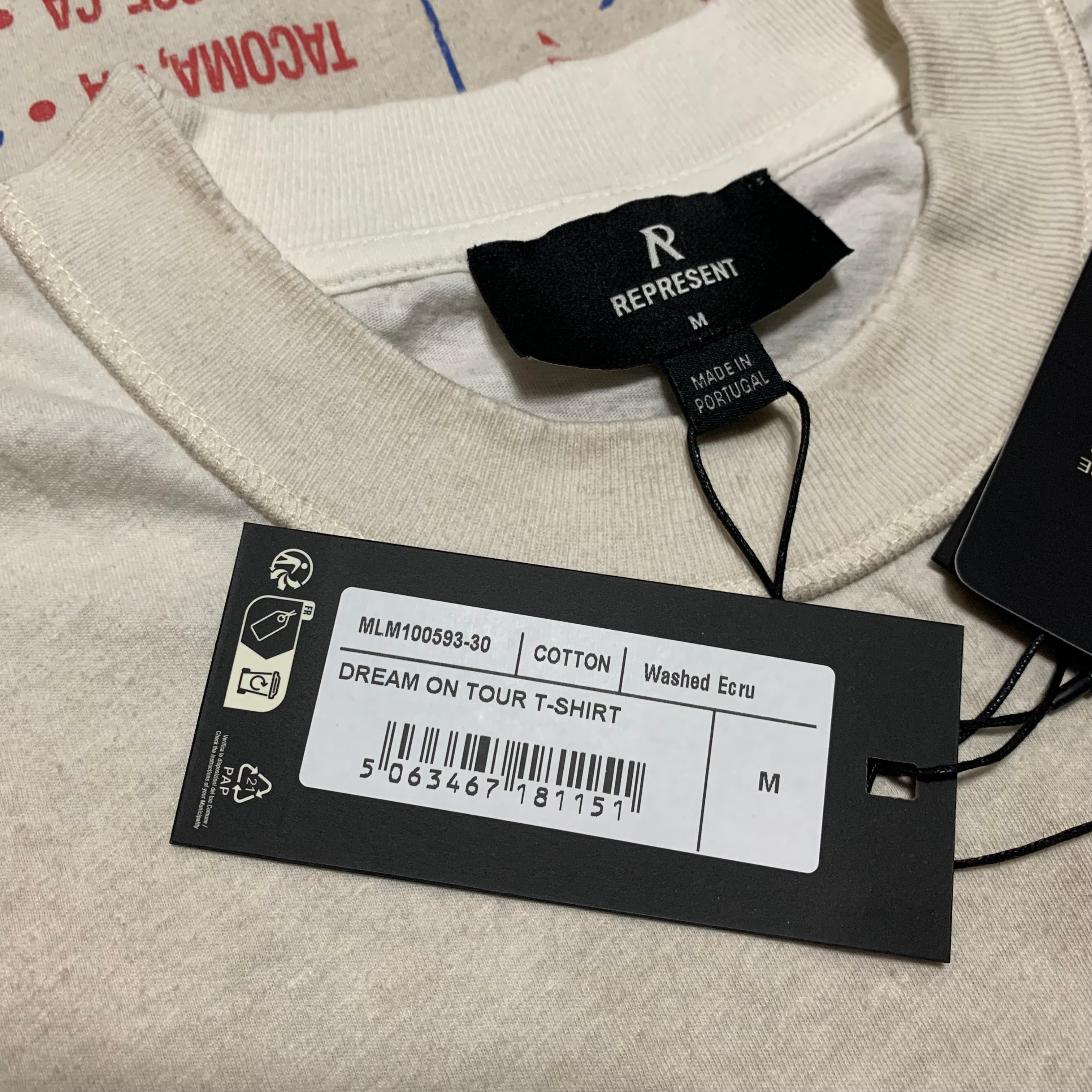 Represent Medium Dream On Tour Washed Ecru White Tee (RRP £110)