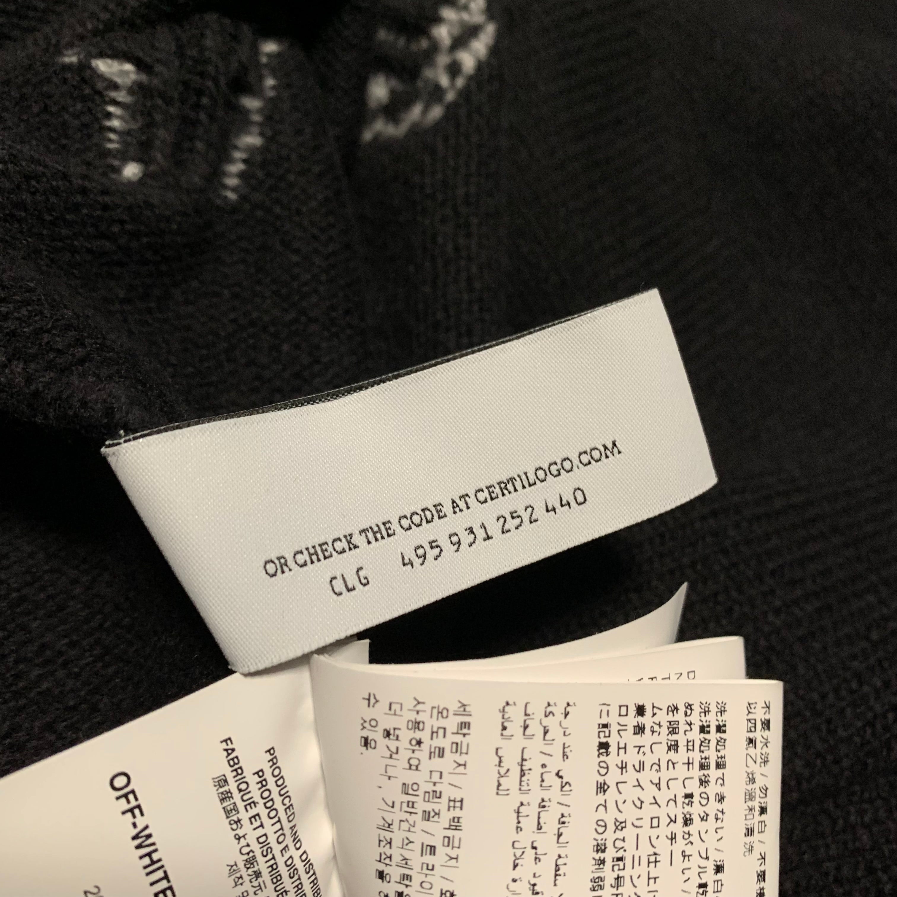 Off White Large Knitted Black Sweatshirt Crewneck All Over Logo Virgil Abloh Knitwear