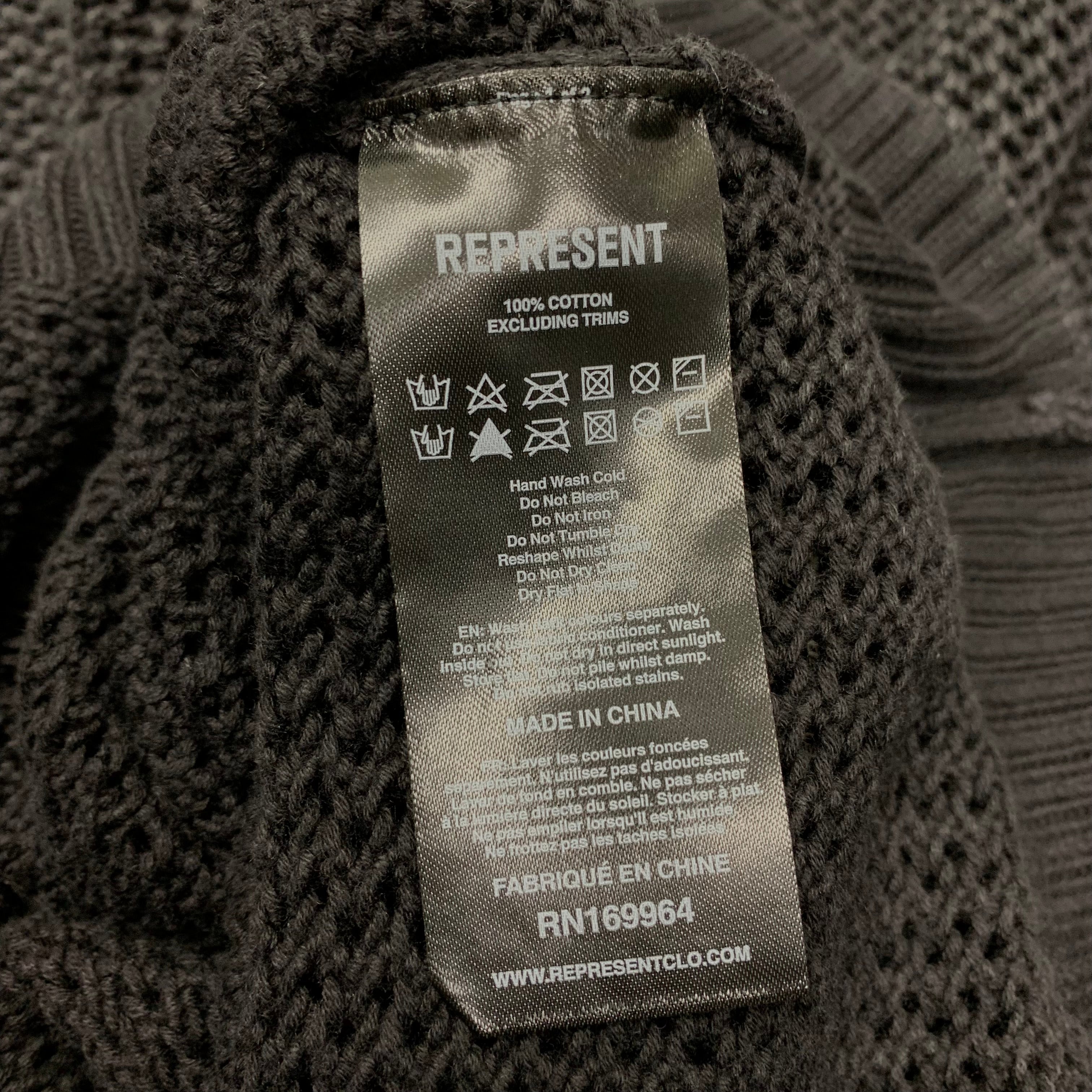 Represent Medium Sweater Open Gauge Knit Jet Black Sweater (RRP £170)
