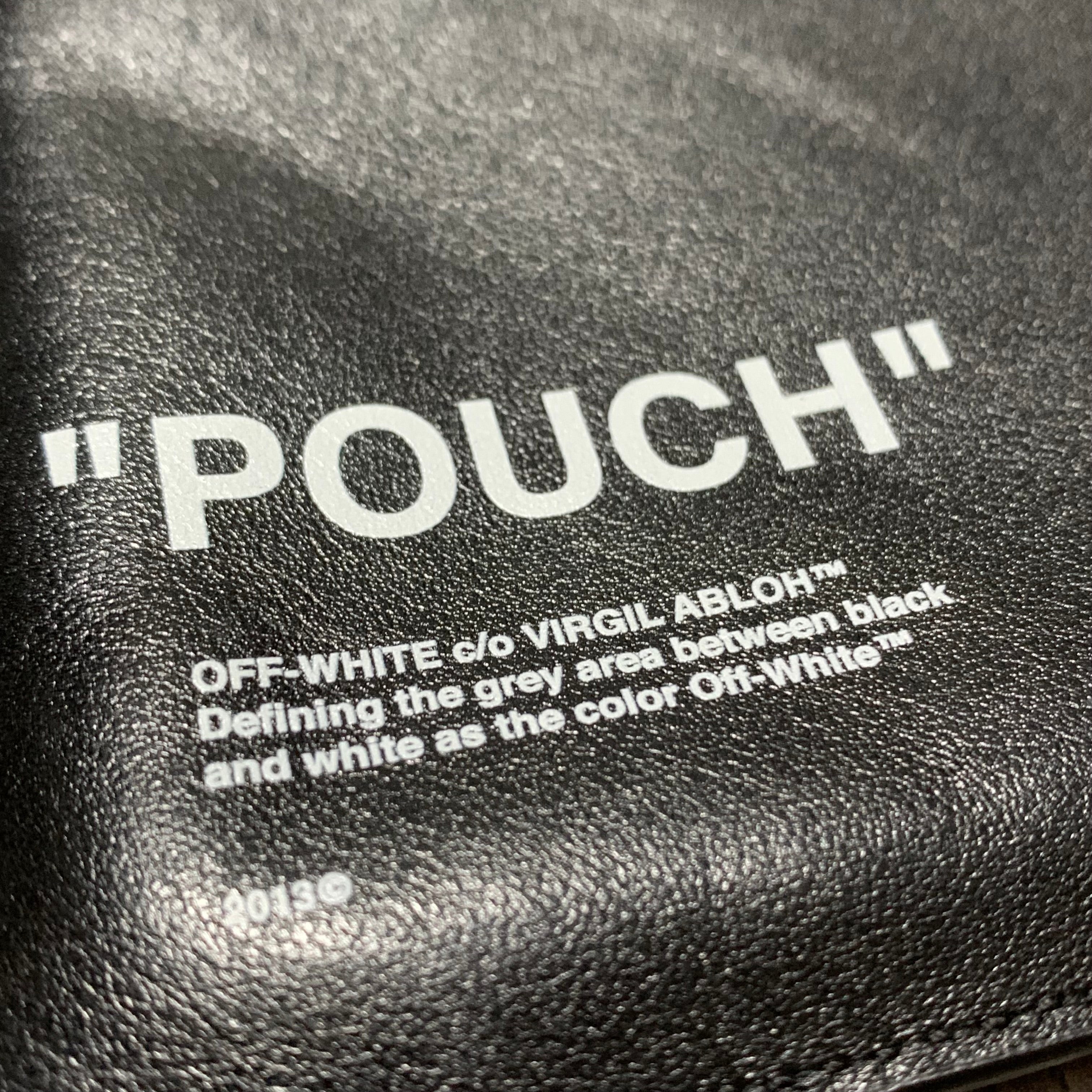 Off White Wallet Coin Pouch Quote Black Leather Virgil Abloh
