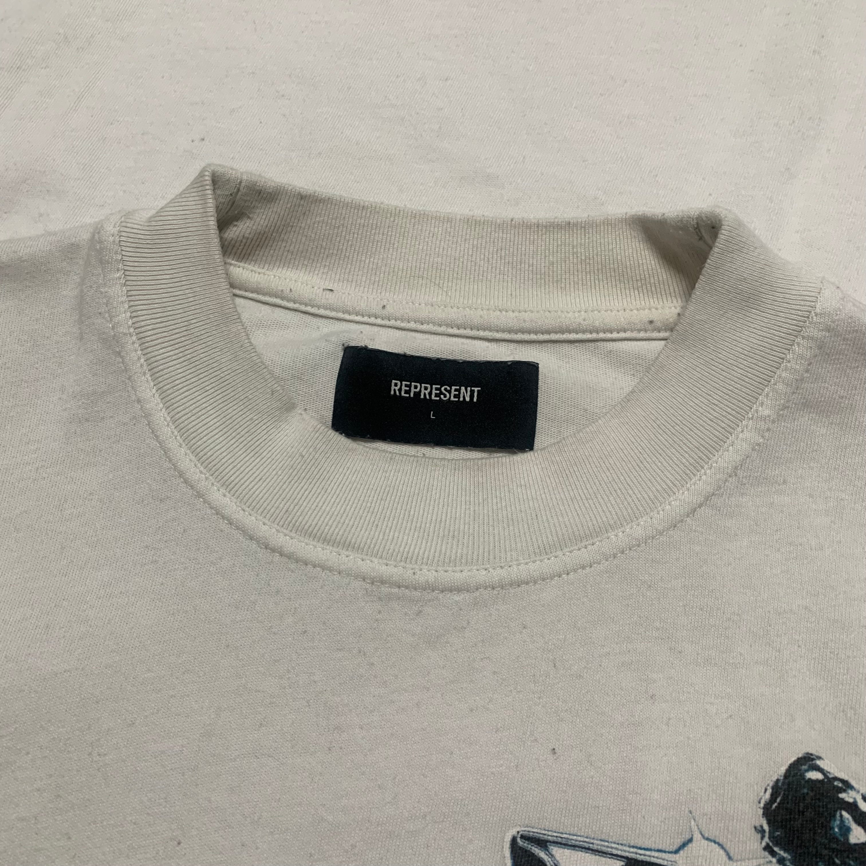 Represent Large Chrome Angel Flat White Tee