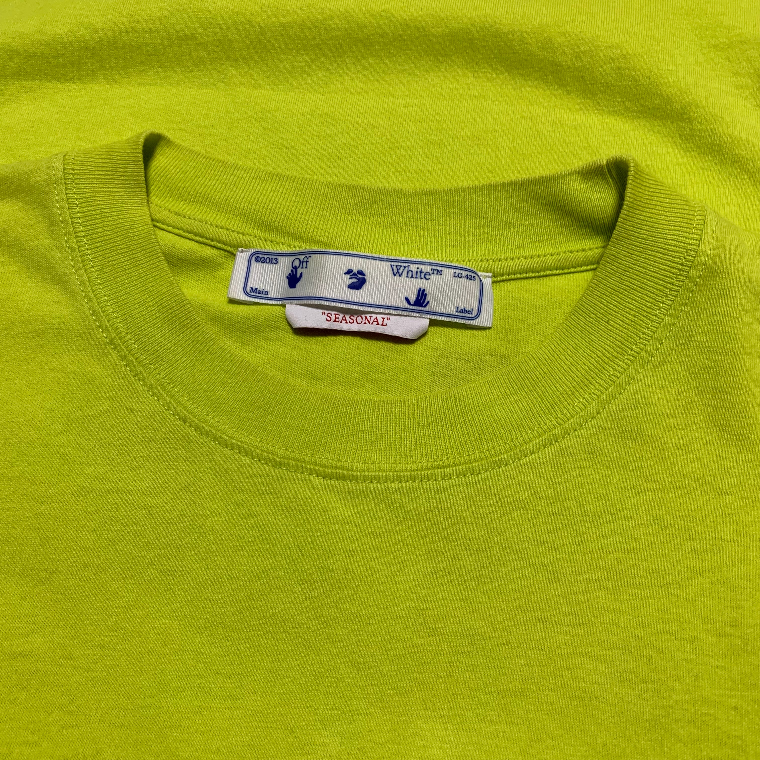 Off White Small Caravaggio Arrows Lime Yellow Tee Virgil Abloh