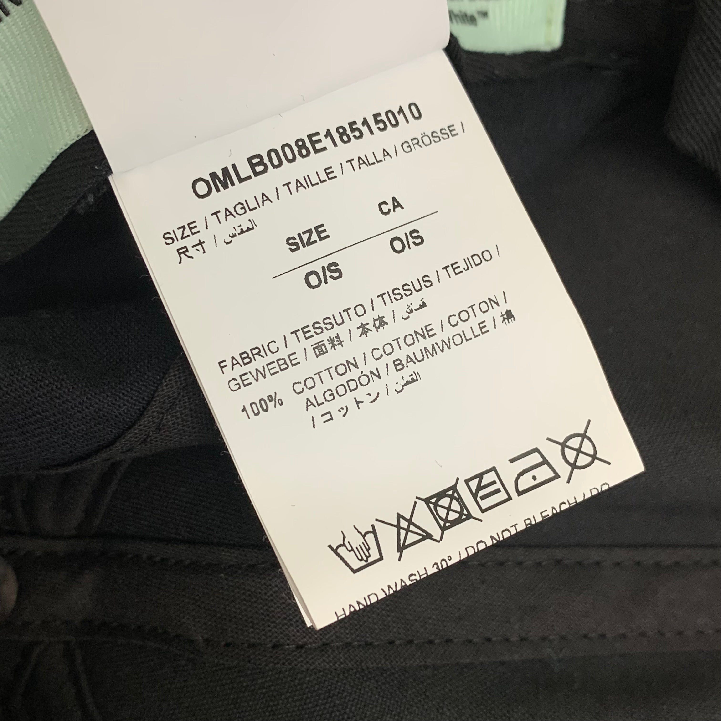 Off White Hat 'Cap' Black Baseball Cap Virgil Abloh