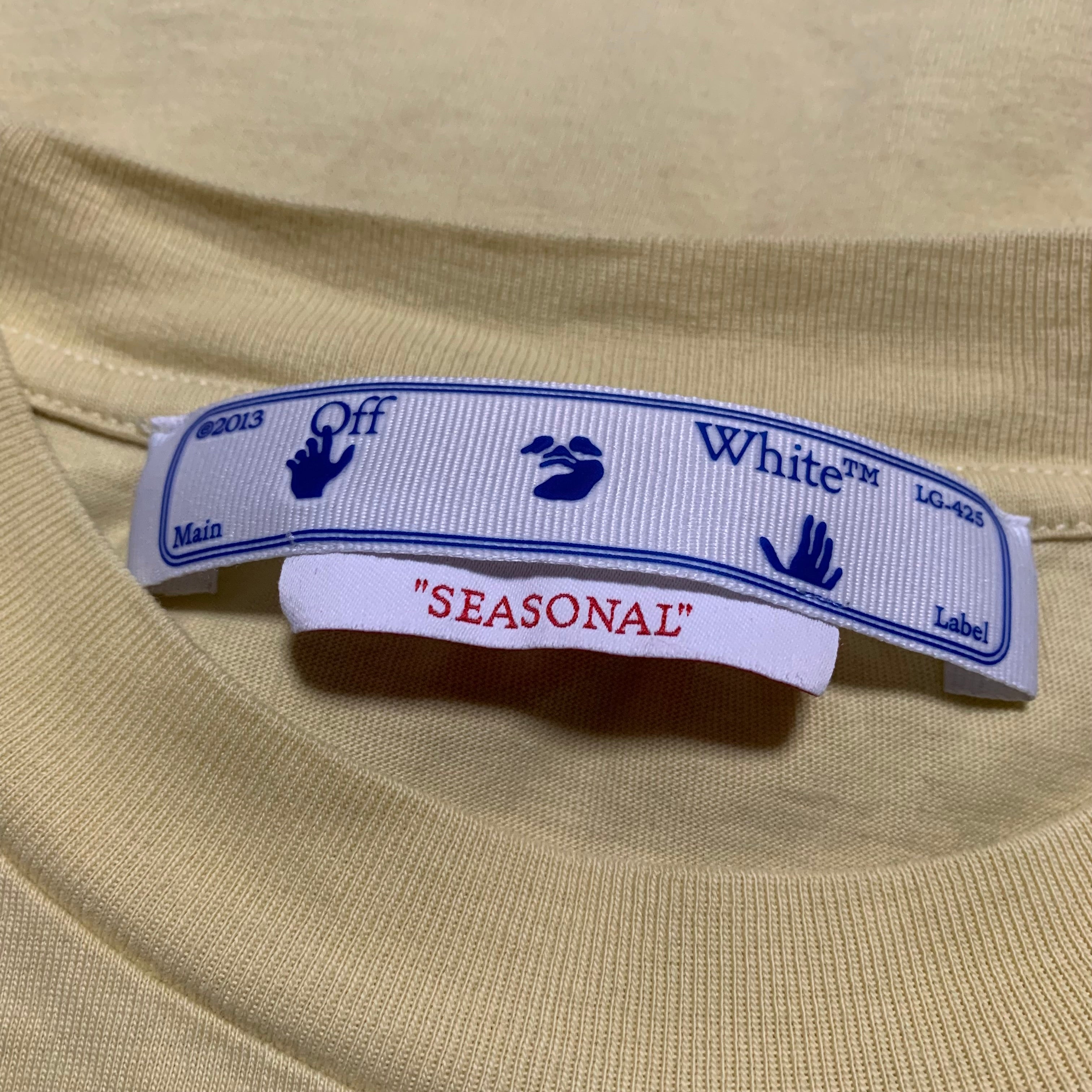 Off White Medium Spray Yellow Tee Virgil Abloh (OWAA089F22JER007)
