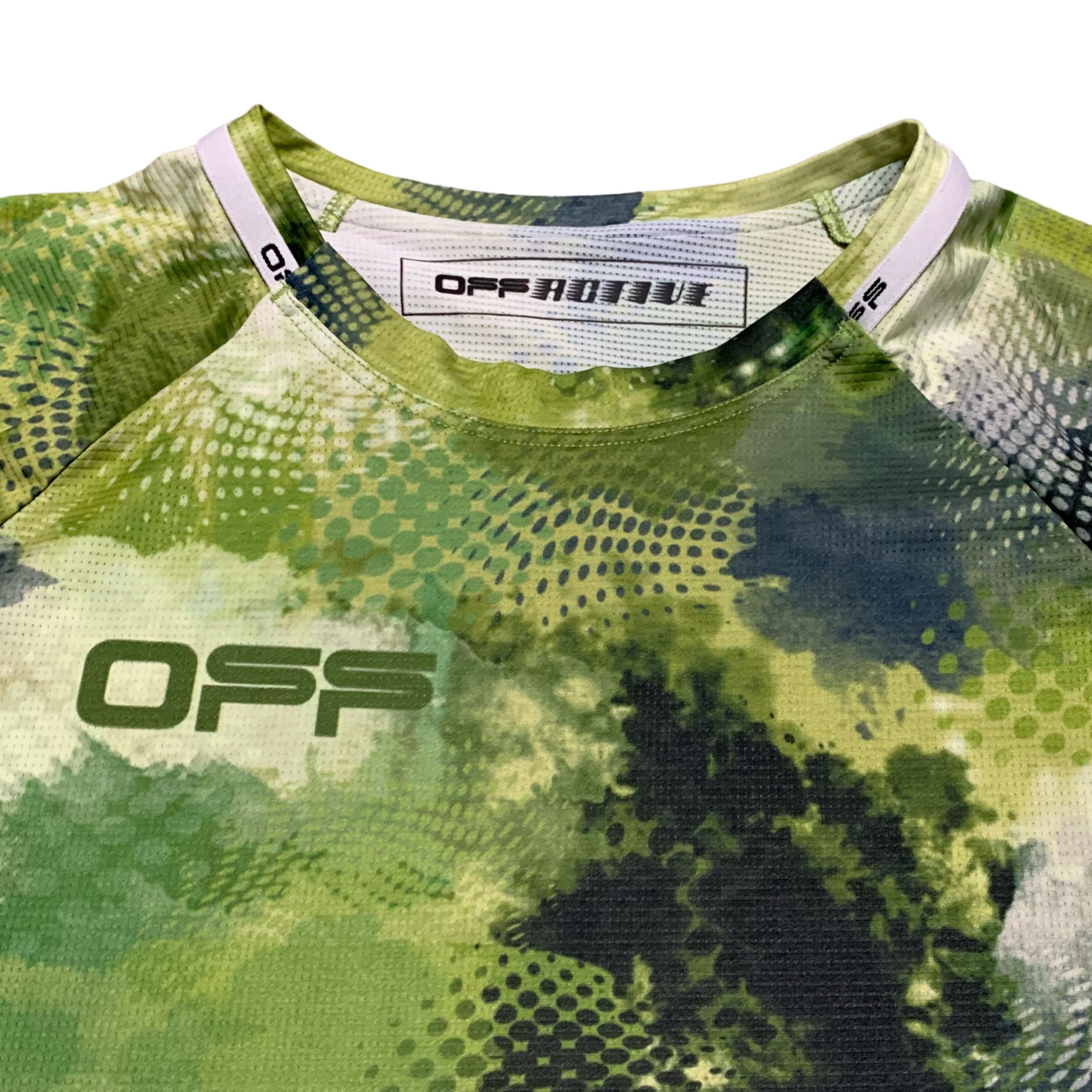 Off White XL Active Camo Logo Green Yellow Tee Virgil Abloh