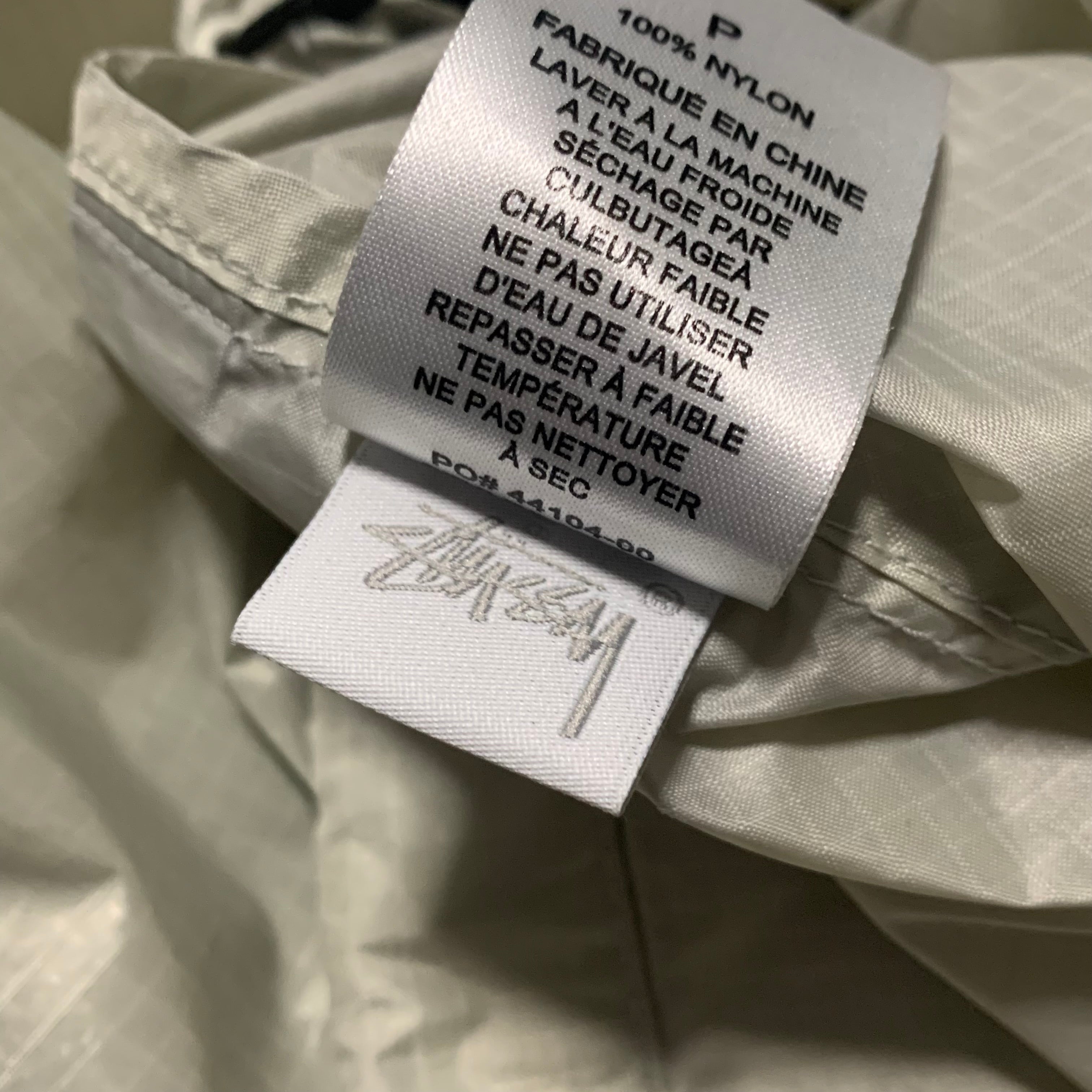 Stussy Small Jacket Lightweight Nylon Pullover 1/4 Zip Windbreaker Cream Beige 90s