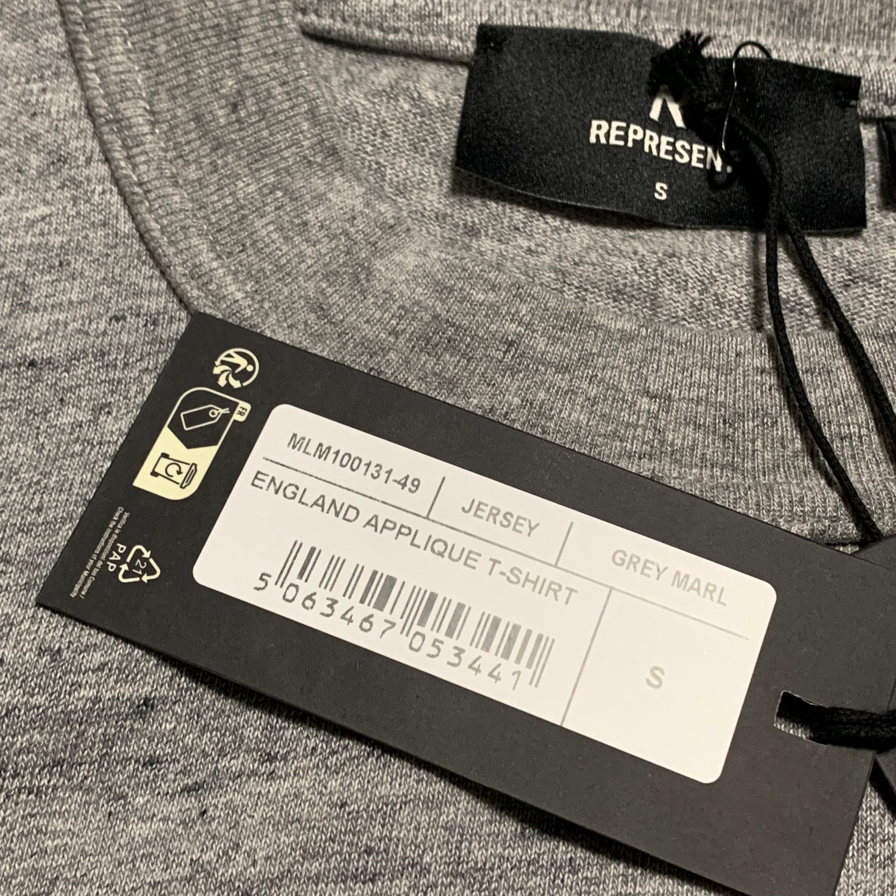 Represent Small England Applique Grey Marl Tee