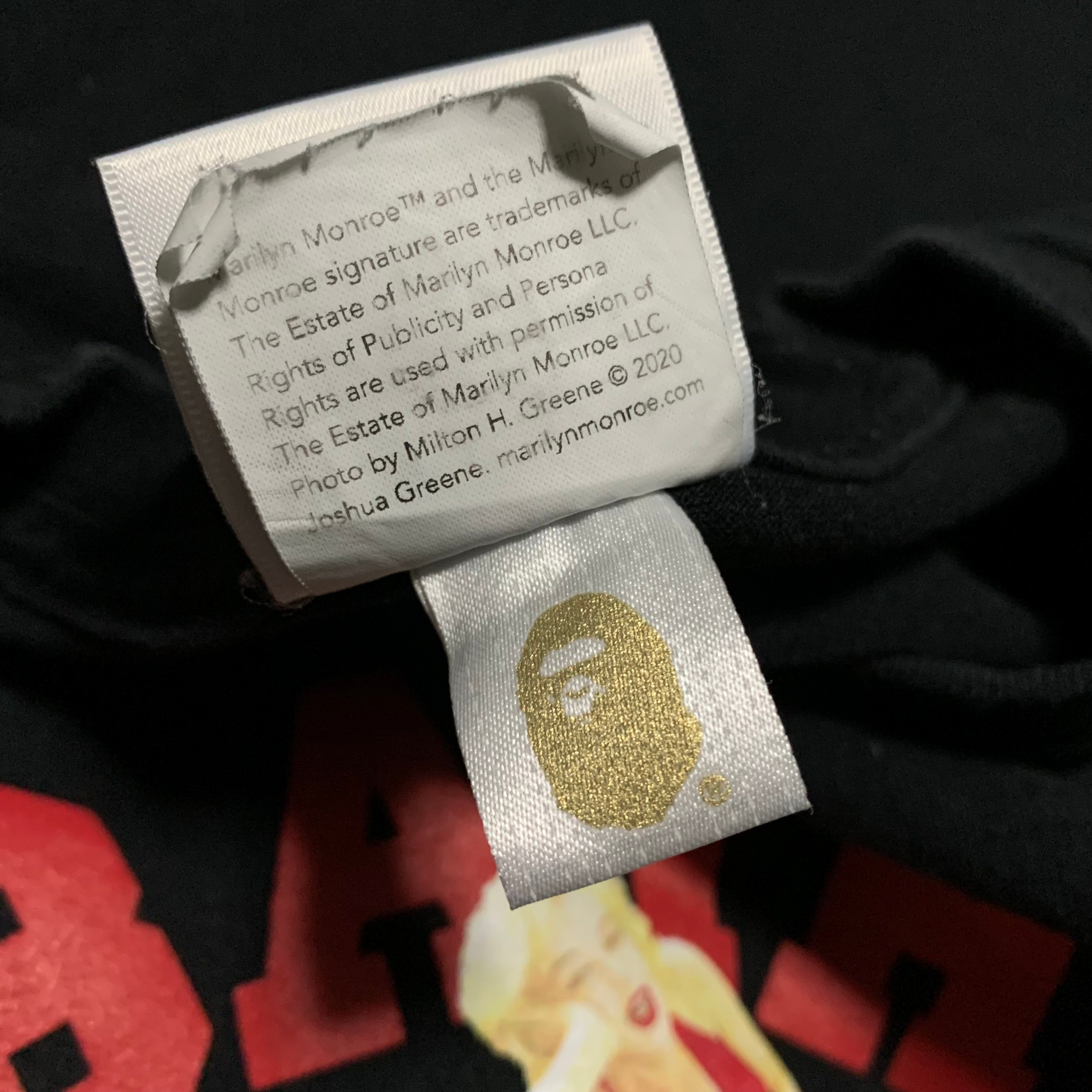 Bape x Marilyn Monroe Large College Black Tee A Bathing Ape 2020