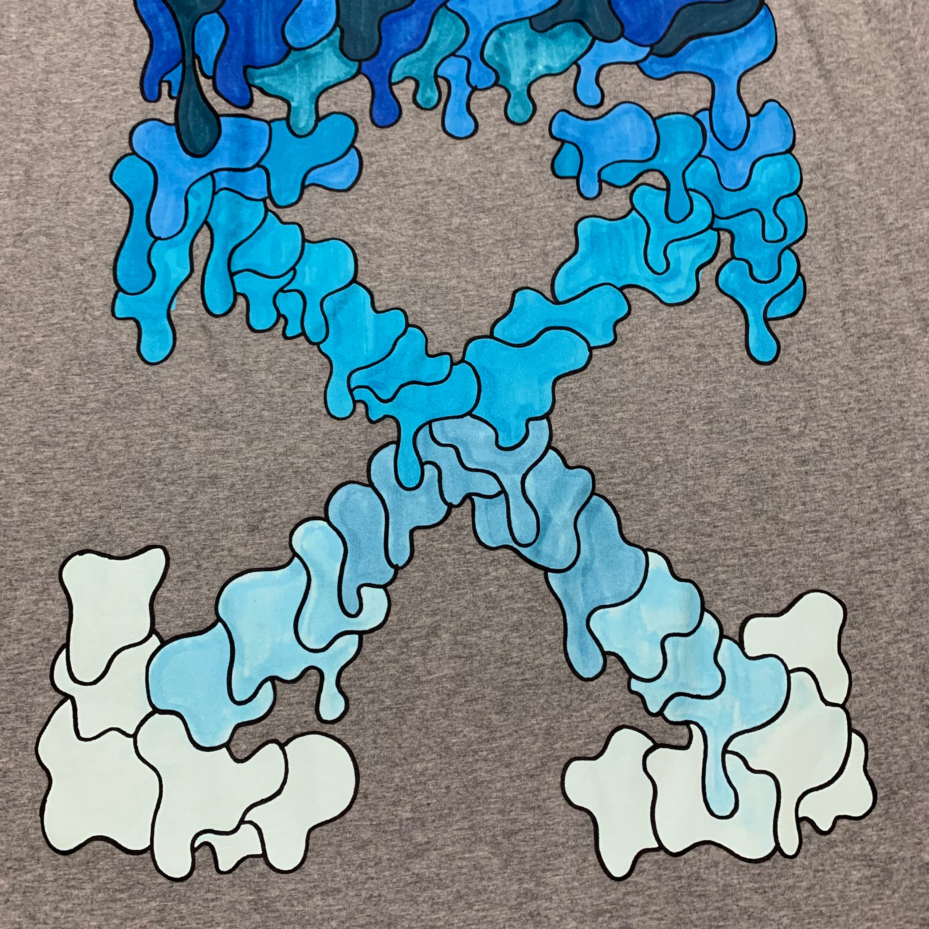 Off White Large Blue Marker Grey Tee Virgil Abloh