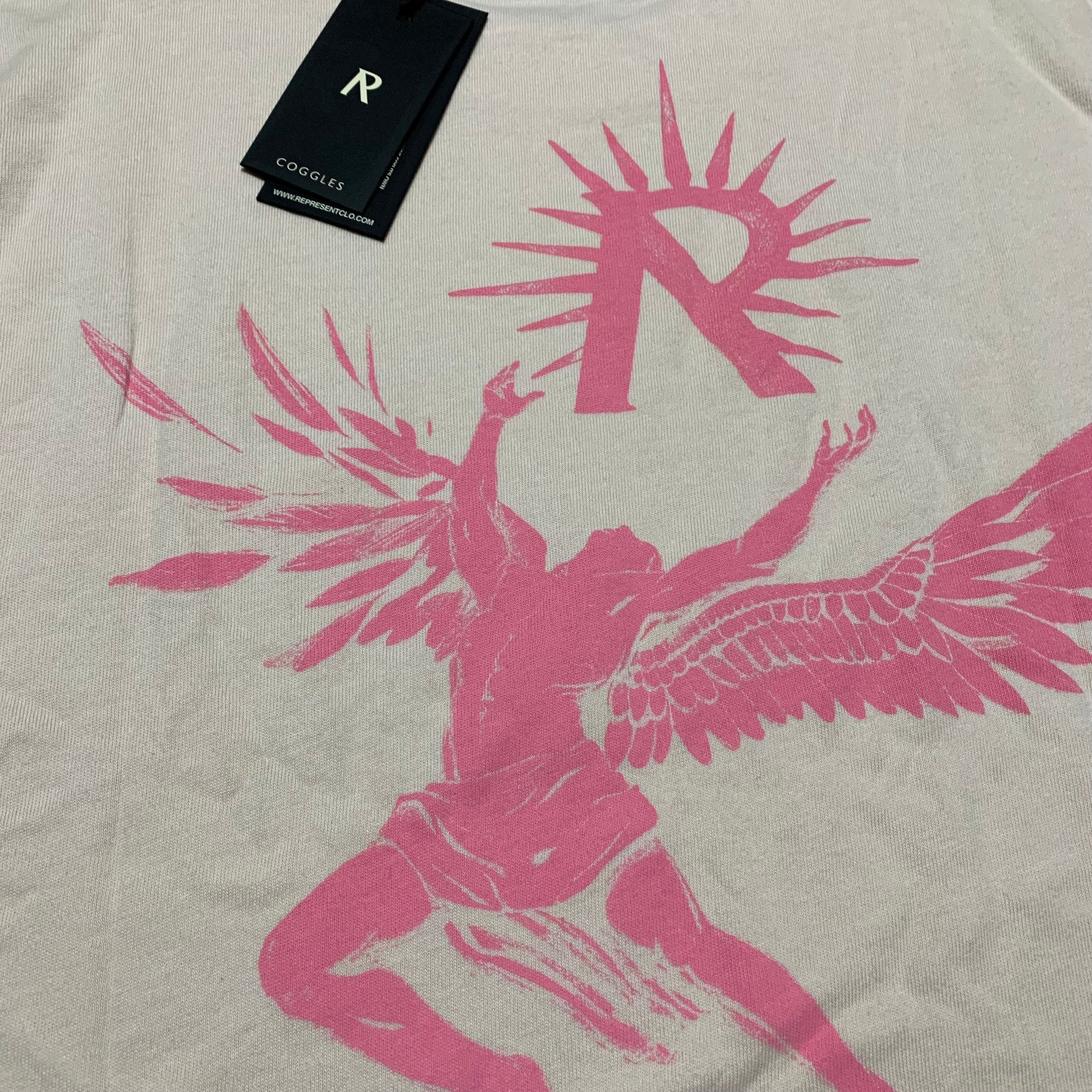 Represent Large Icarus Pink Pearl White Tee Coggles Limited Edition