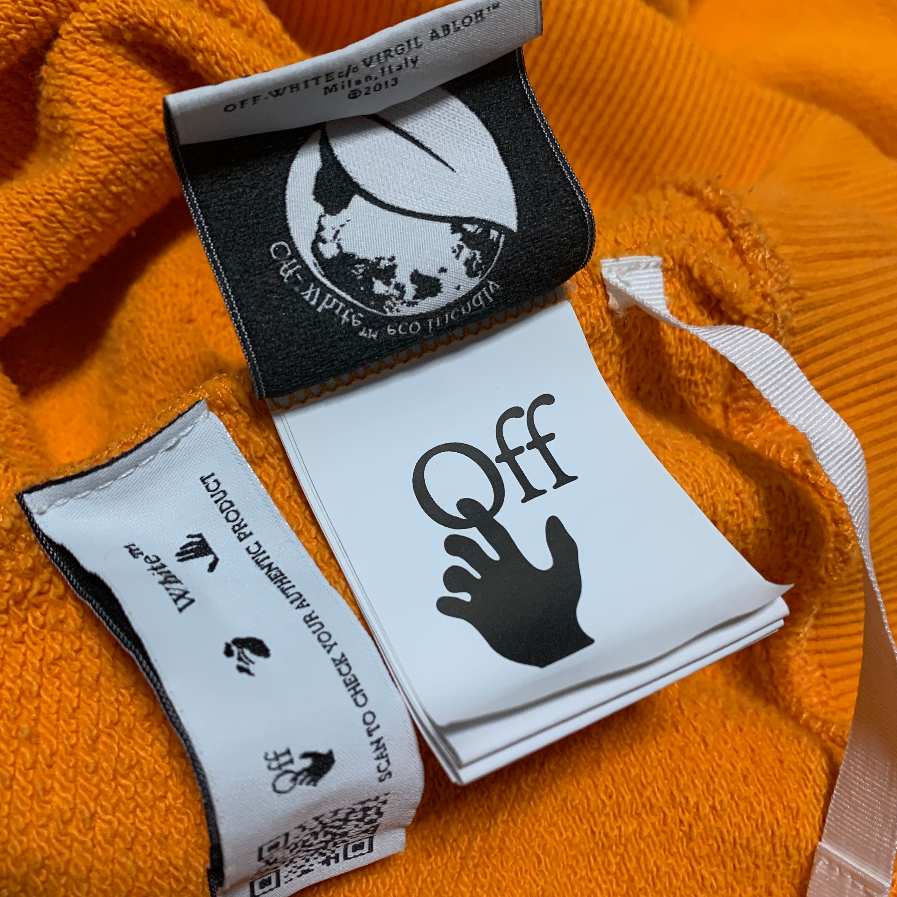 Off White Medium Underline Logo Orange Hoodie Virgil Abloh