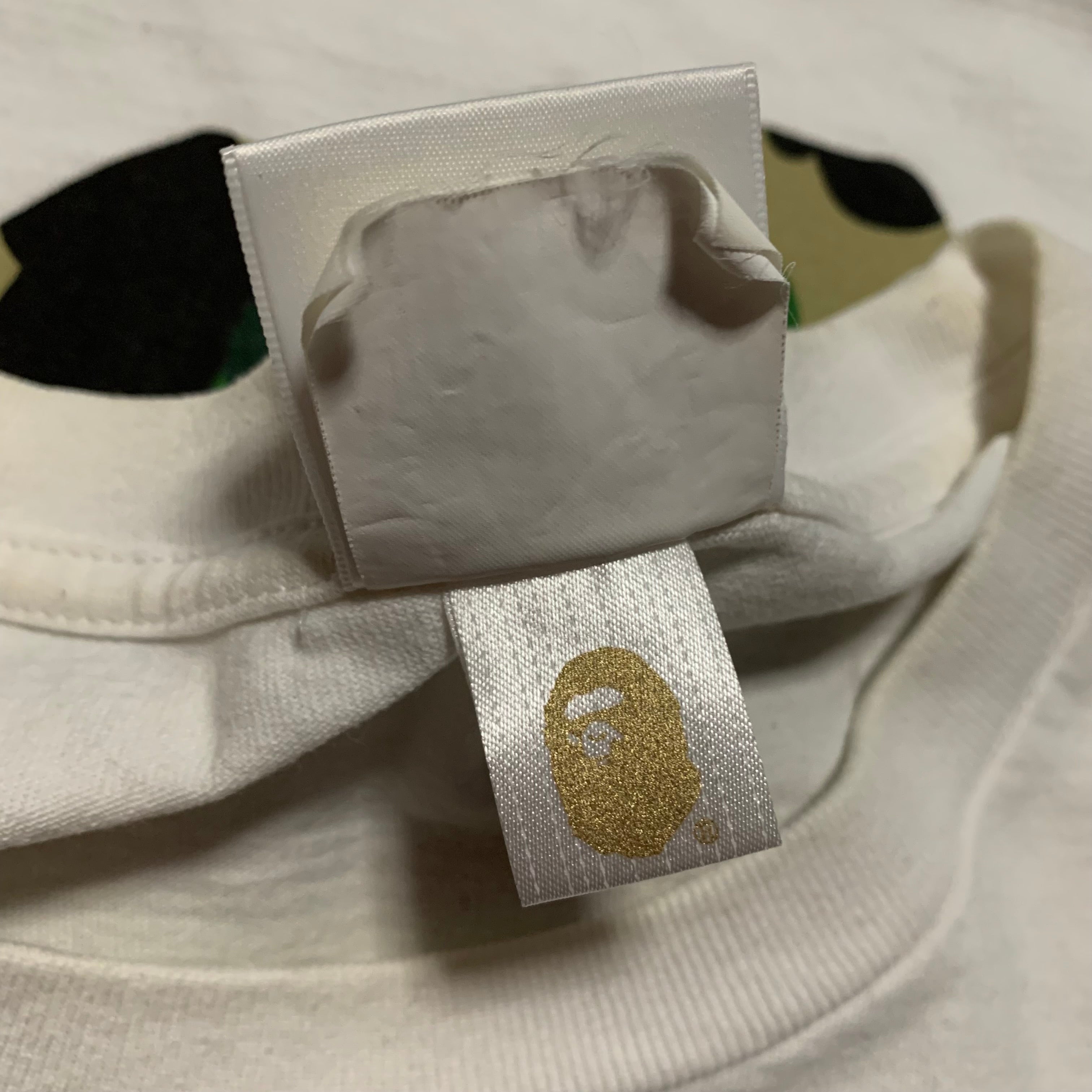 Bape Large Big Ape Head Green ABC Camo White Tee