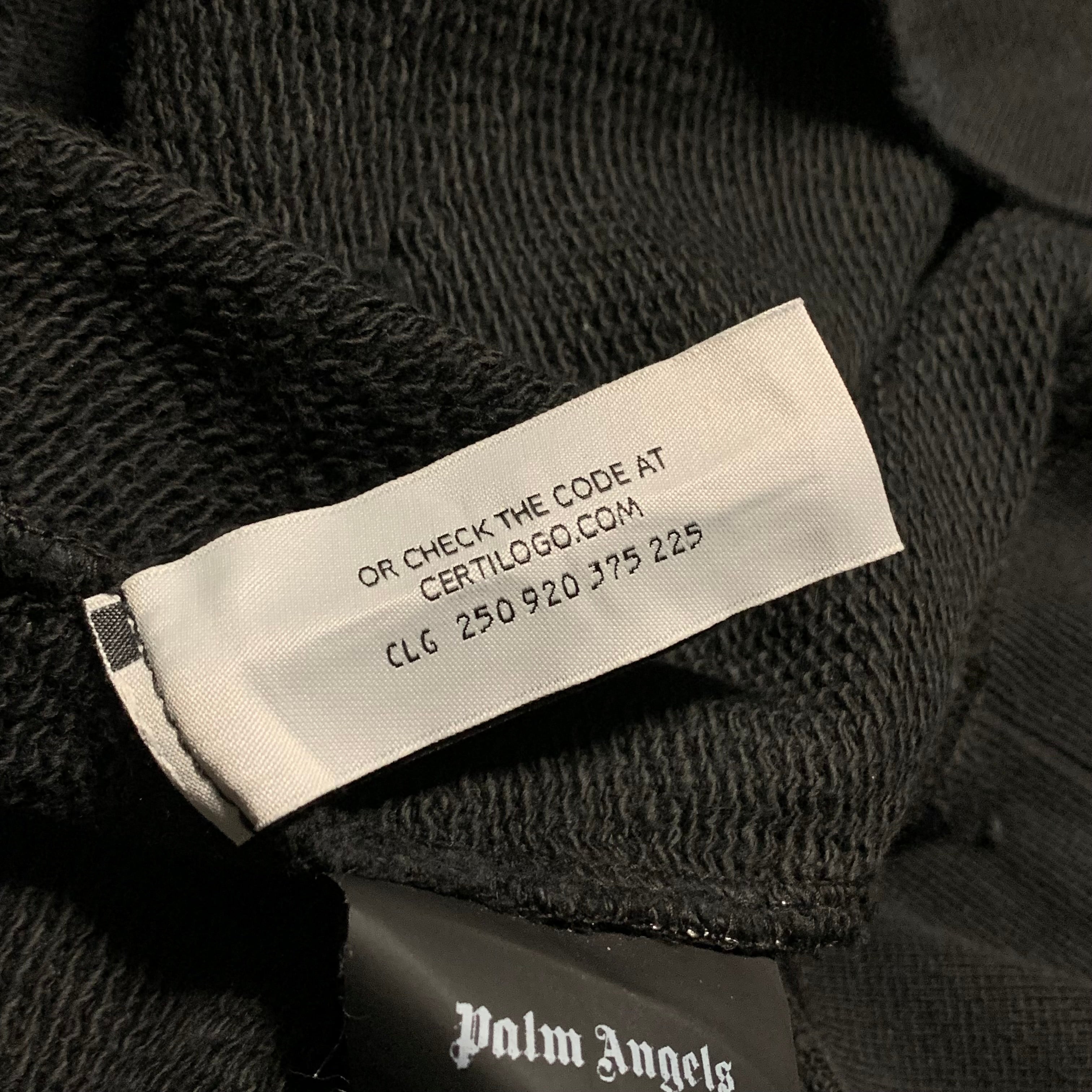 Palm Angels Medium Flame Logo Distressed Black Sweatshirt Crewneck