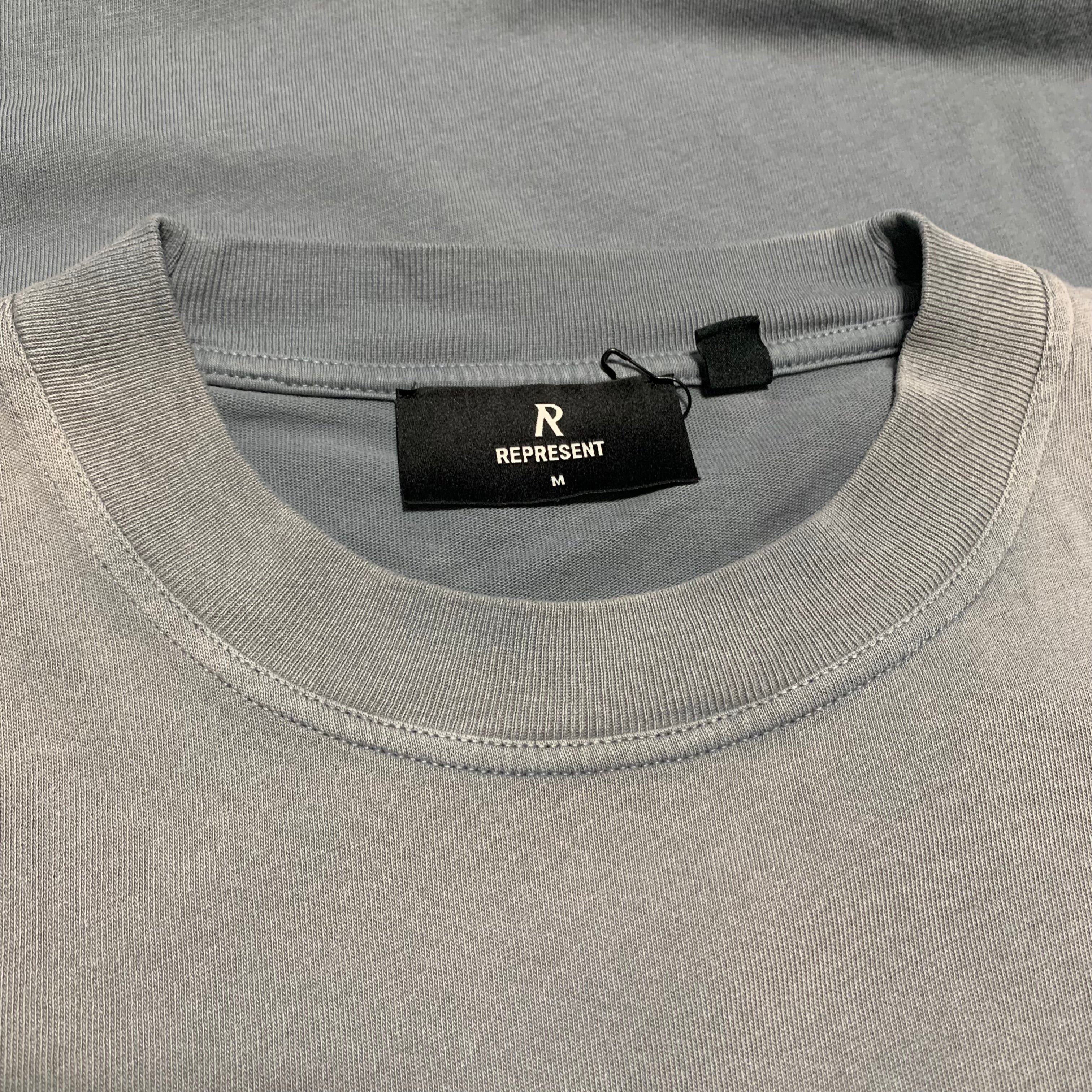 Represent Medium Patron Of The Club Washed Grey Tee Blue