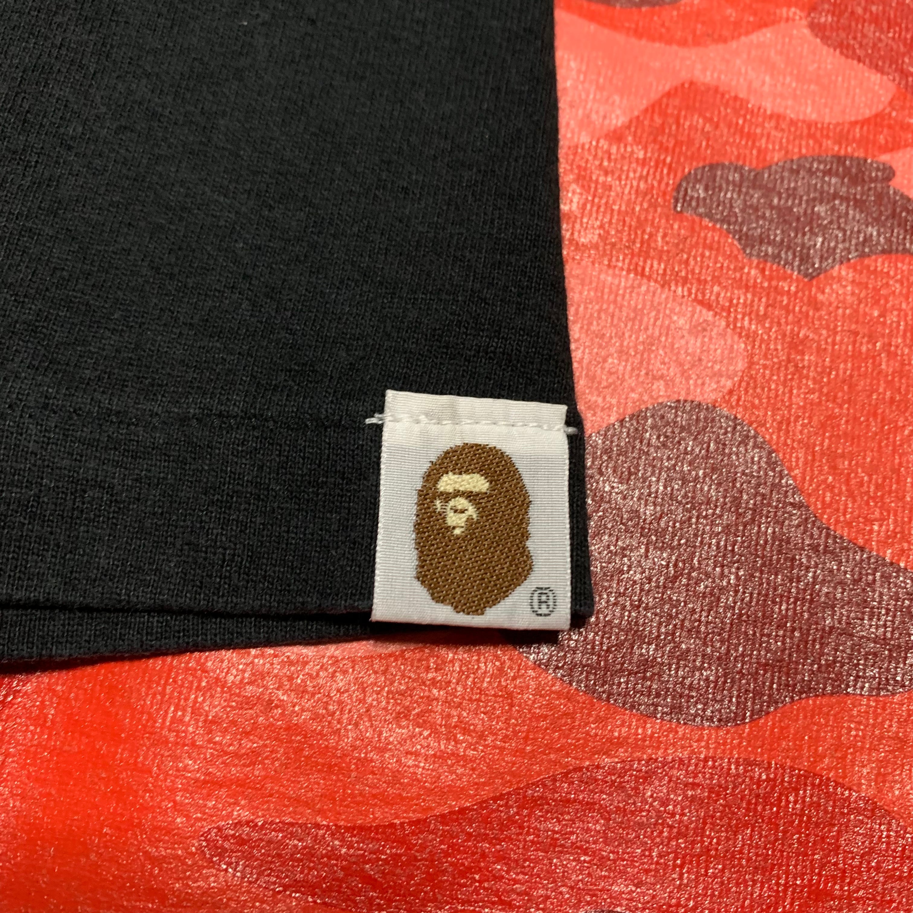 Bape Medium Big Ape Head Red Camo Black Tee A Bathing Ape Vintage