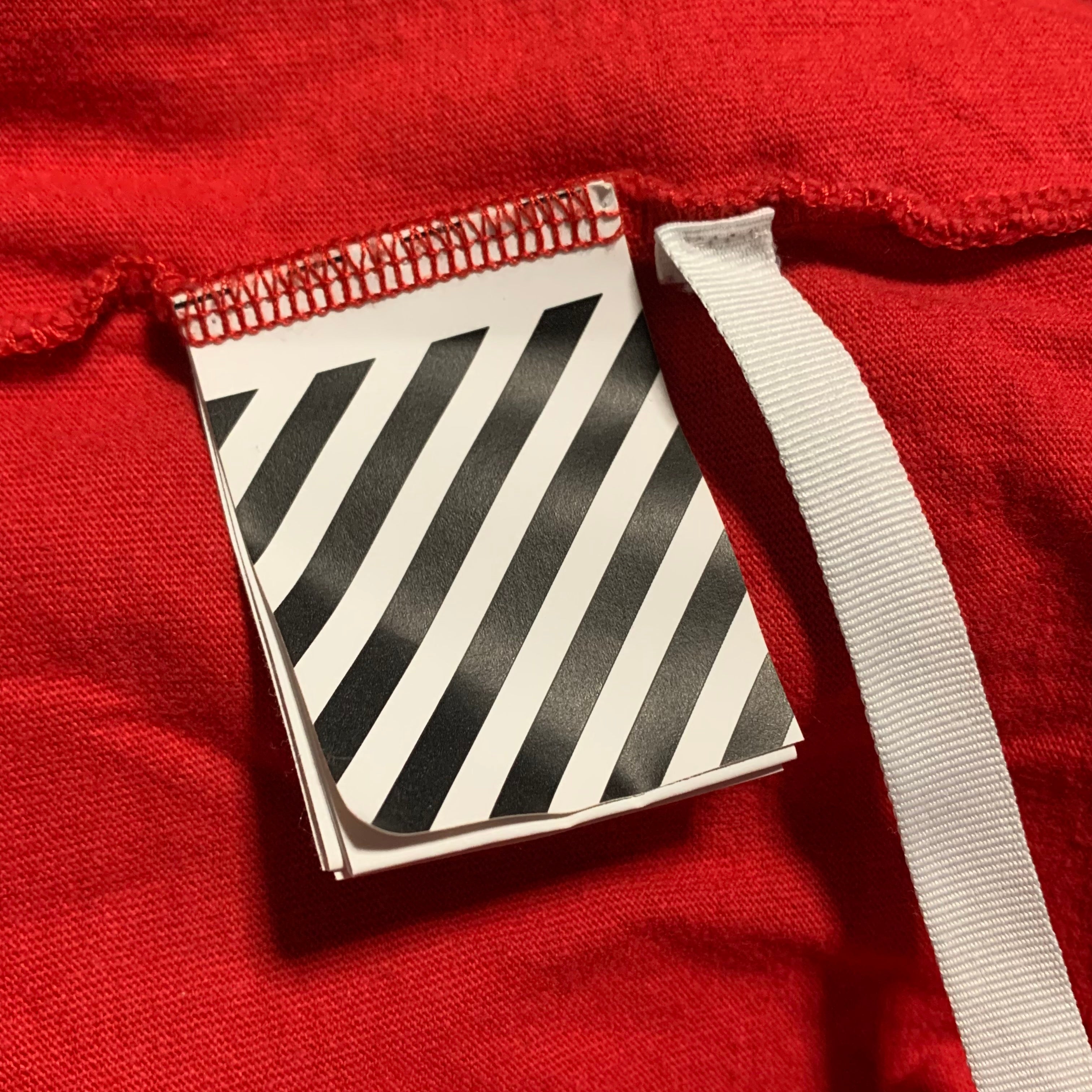 Off White Medium Airport Arrows Red Tee Virgil Abloh