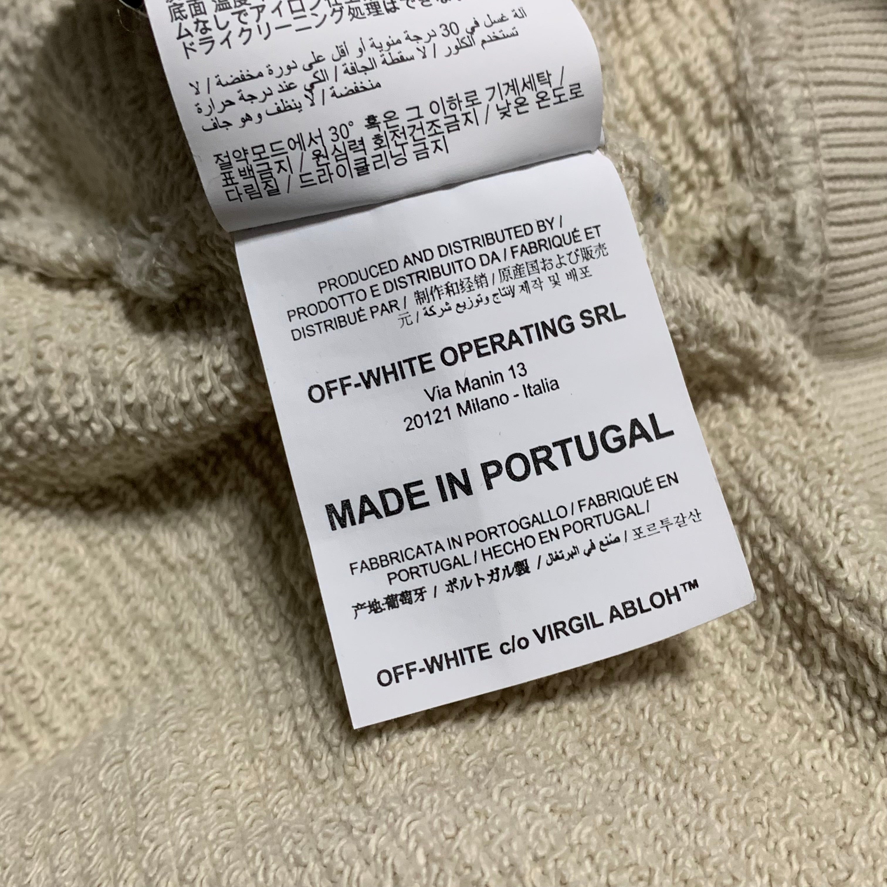 Off White Medium Bats Print Beige White Crewneck Sweatshirt Virgil Abloh