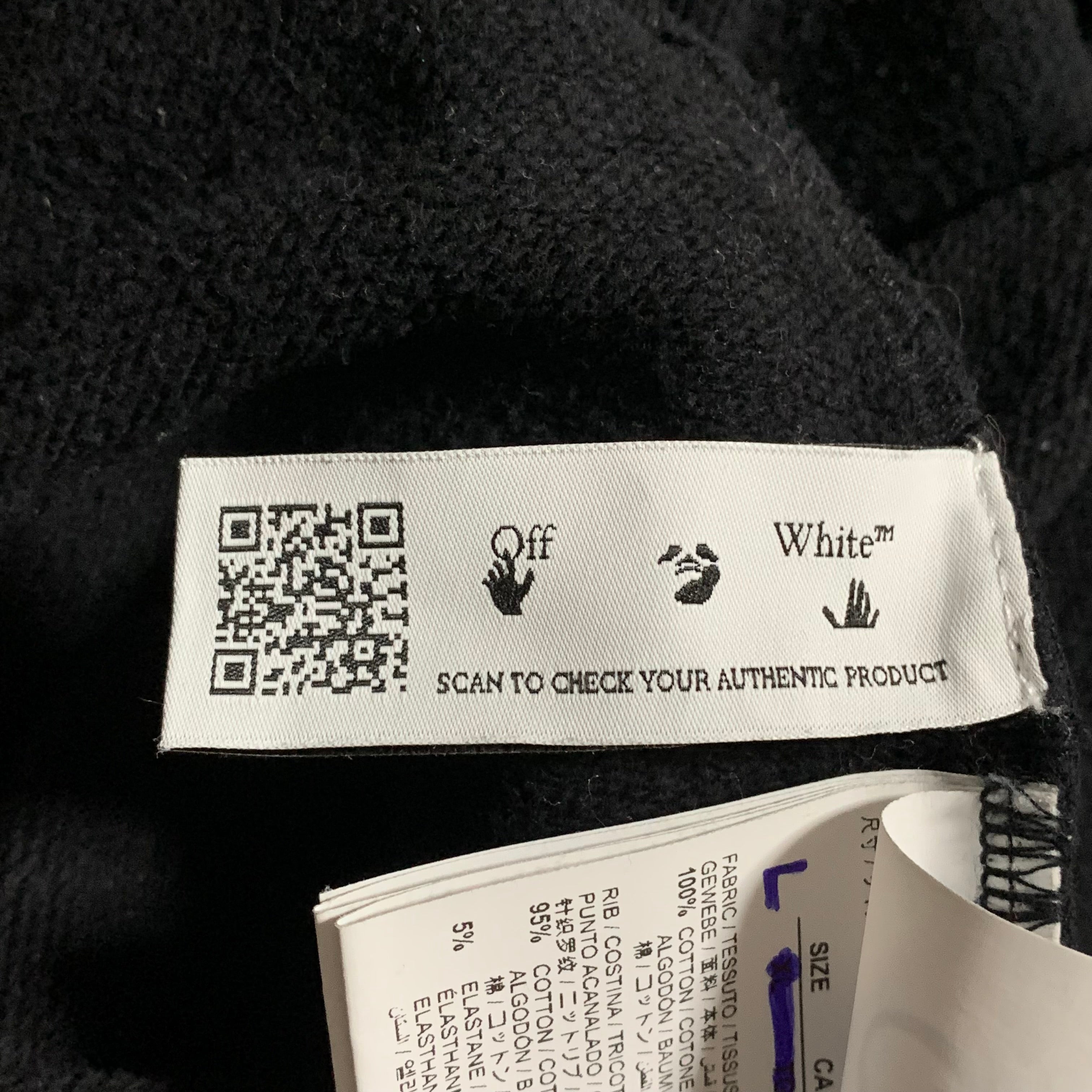 Off White Large Wave Outline Diag Black Sweatshirt Crewneck Virgil Abloh