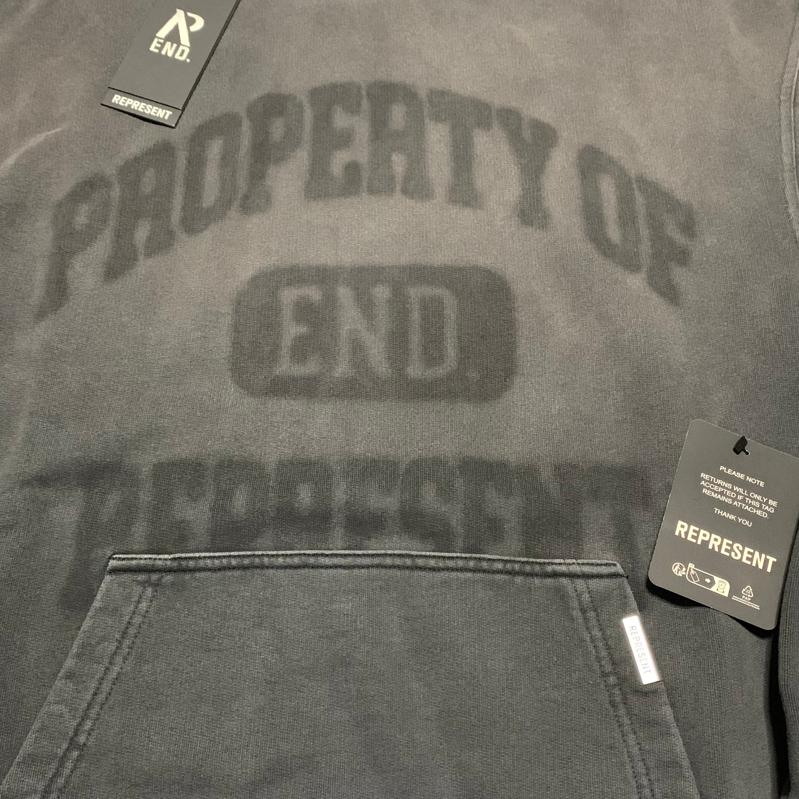 Represent Small Property Of End Stained Black Hoodie (RRP £180)