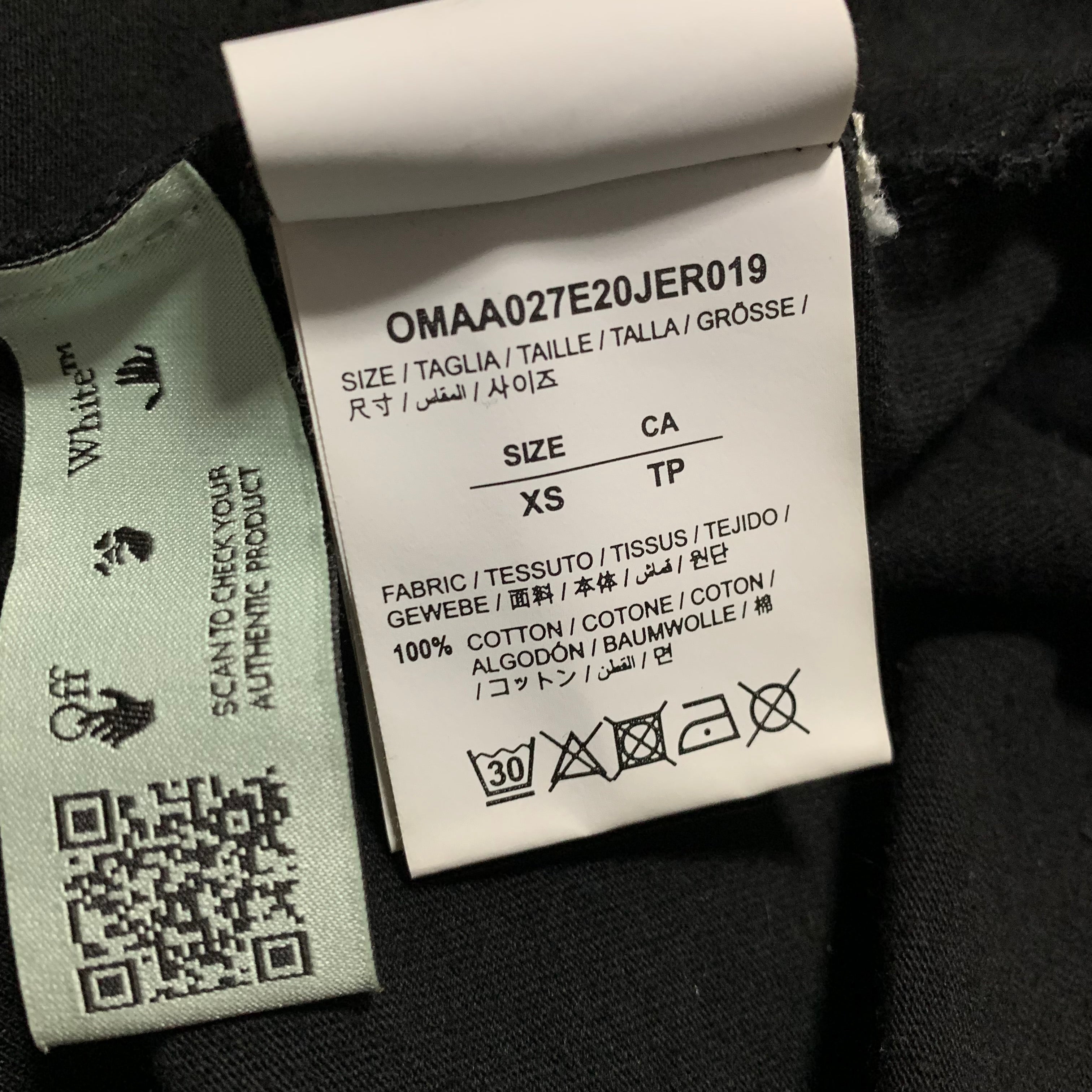 Off White XS Tee Pivot Fish Arrows Black T-Shirt Virgil Abloh
