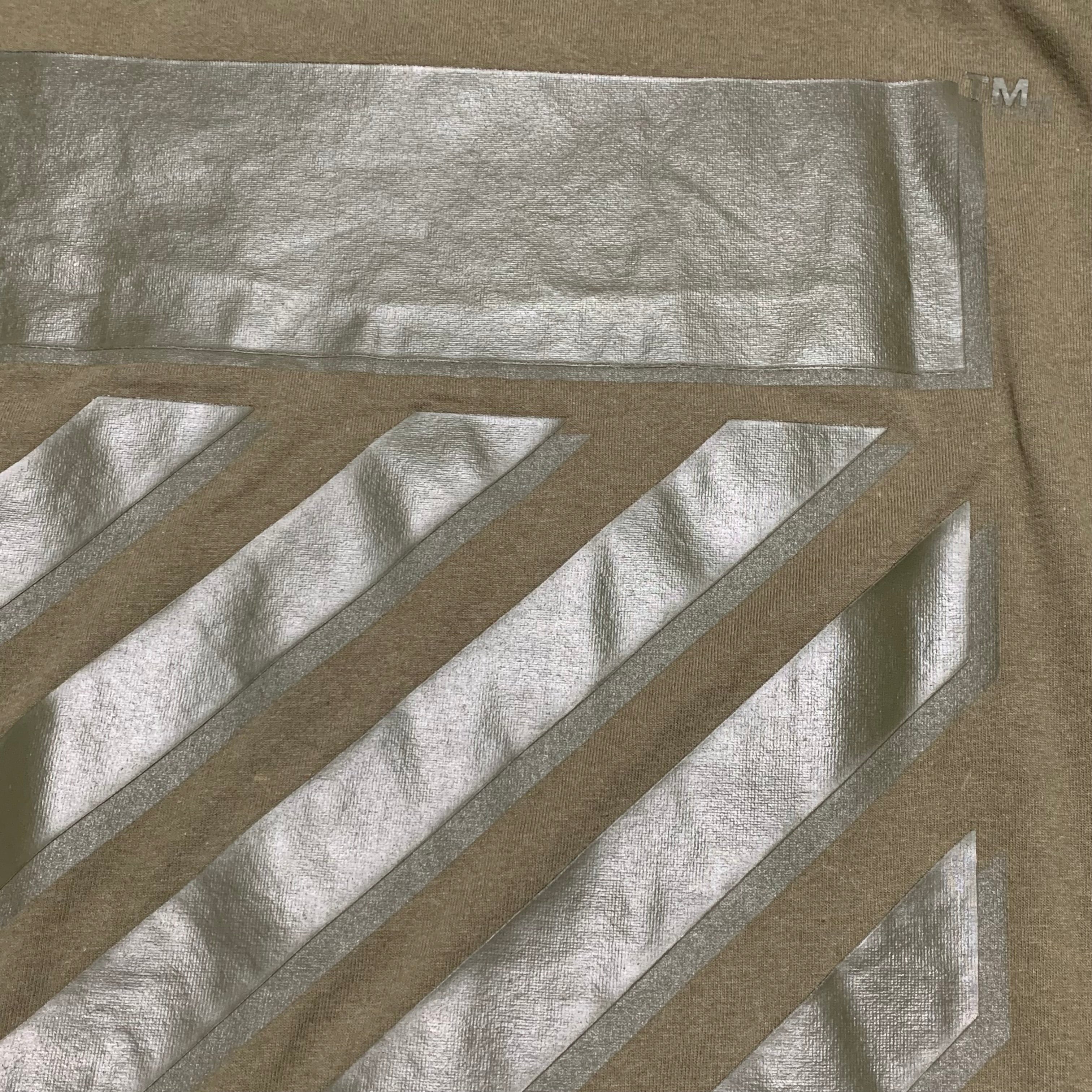 Off White Large Diagonal Tab Khaki Green Tee Virgil Abloh