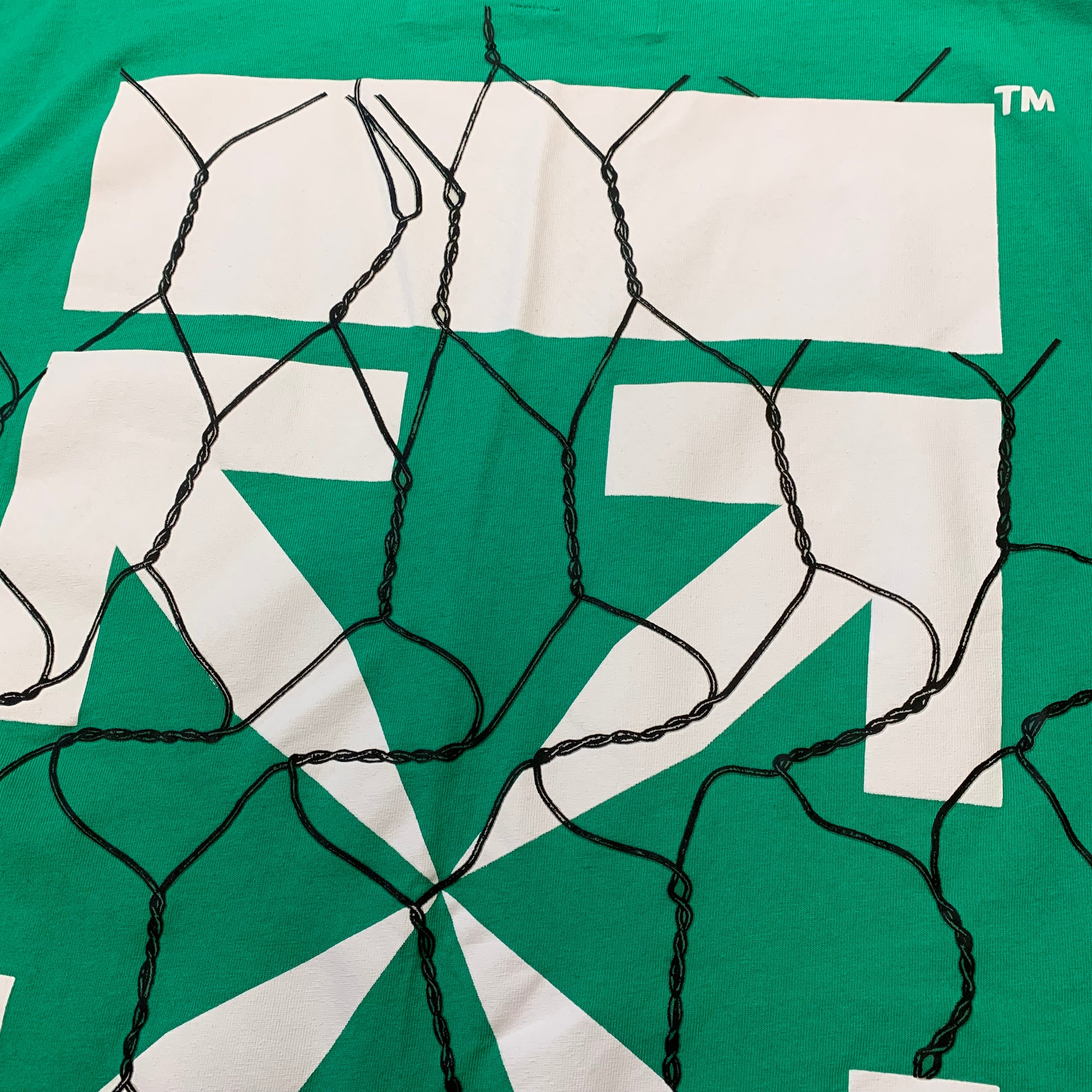 Off White Large Tee Fence Arrows Green T-Shirt Virgil Abloh