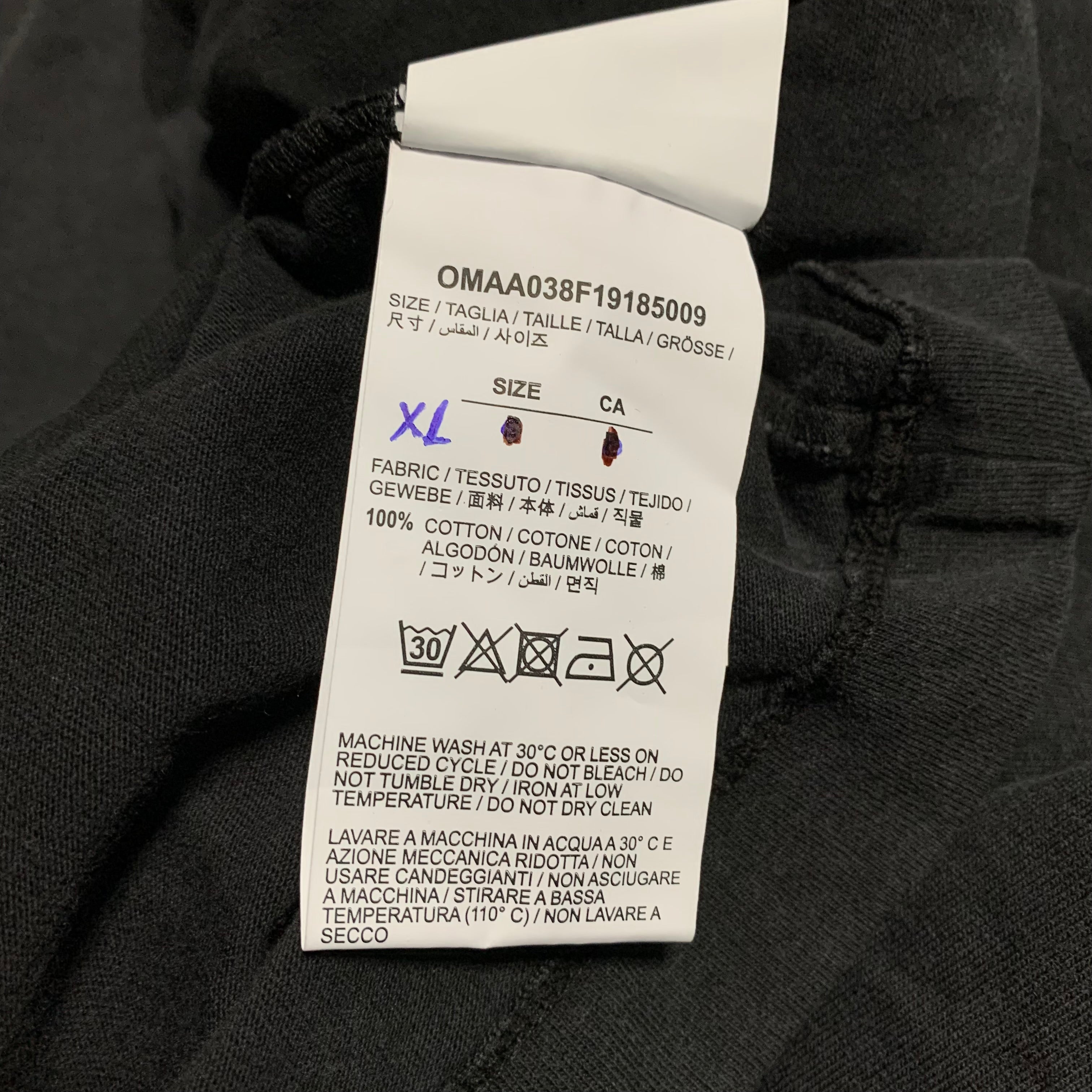 Off White XL Hardcore Caravaggio Off Black Tee Virgil Abloh