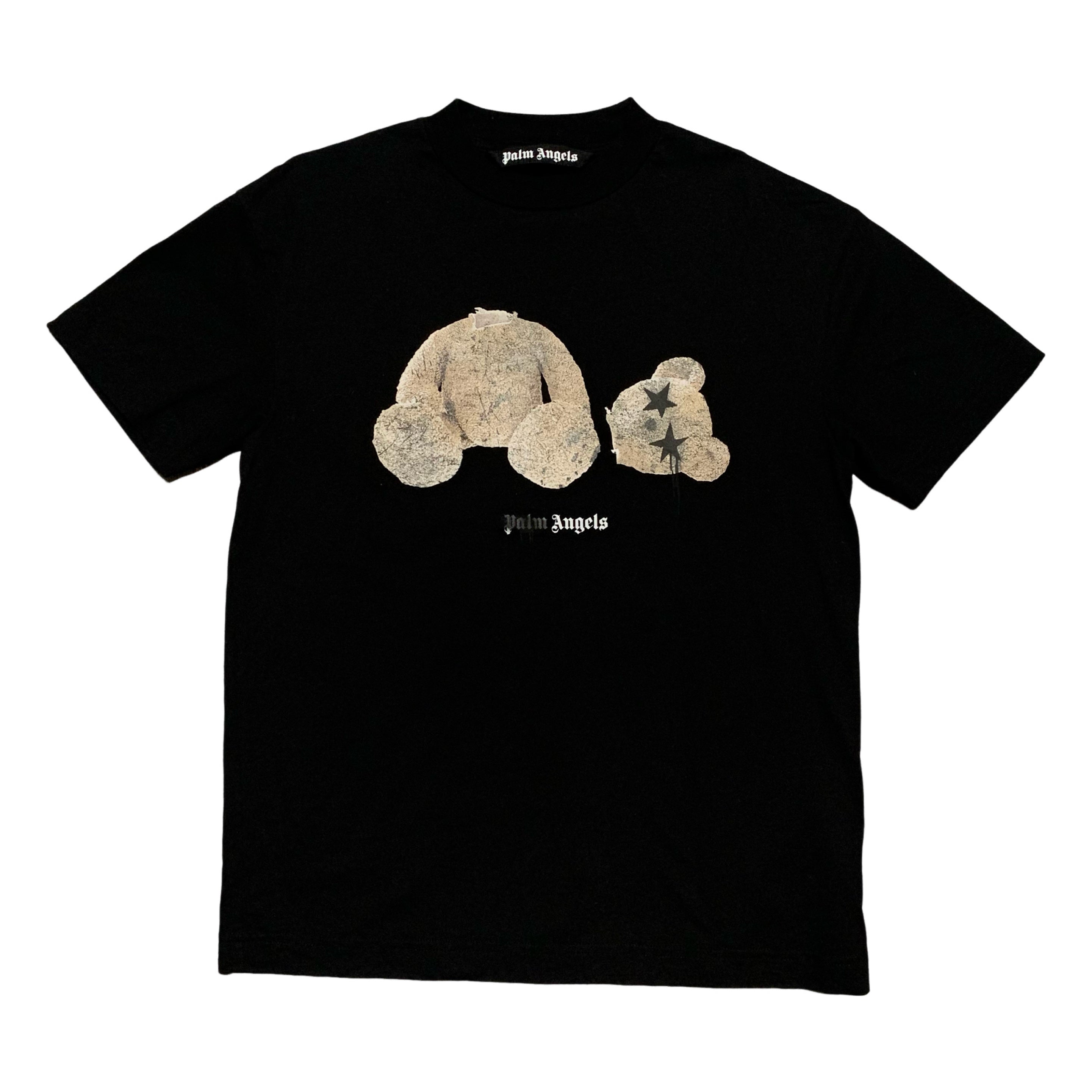 Palm Angels Small Sprayed Bear Black Tee Star